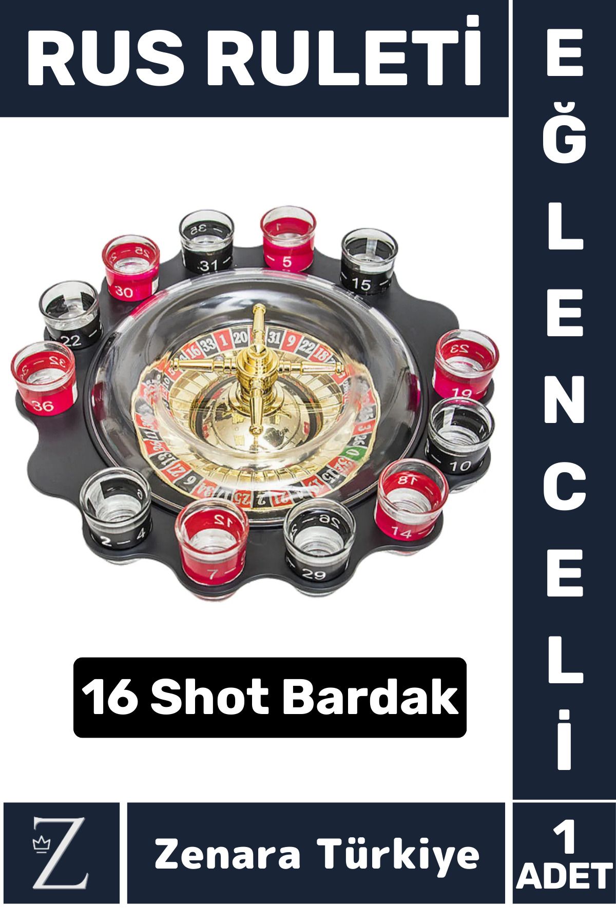 Zenara 16 Shot Bardak Eğlence Parti Casino Slot Yılbaşı Alkol Tekila İçki Shot Arkadaş Grup Rus Ruleti Oyun