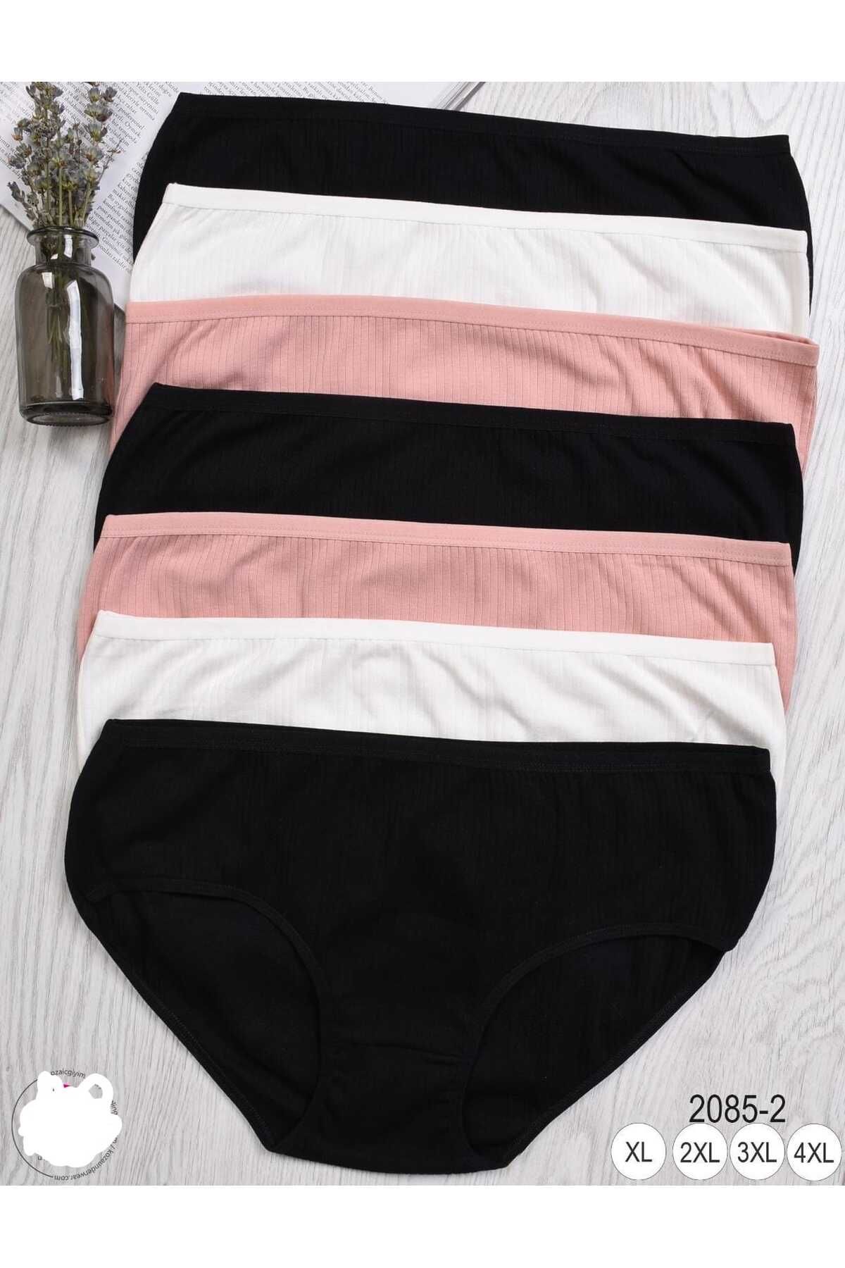 wear treasure Kadın 7'li Likralı Curve Büyük Beden Fitilli Battal Yüksek Bel Külot