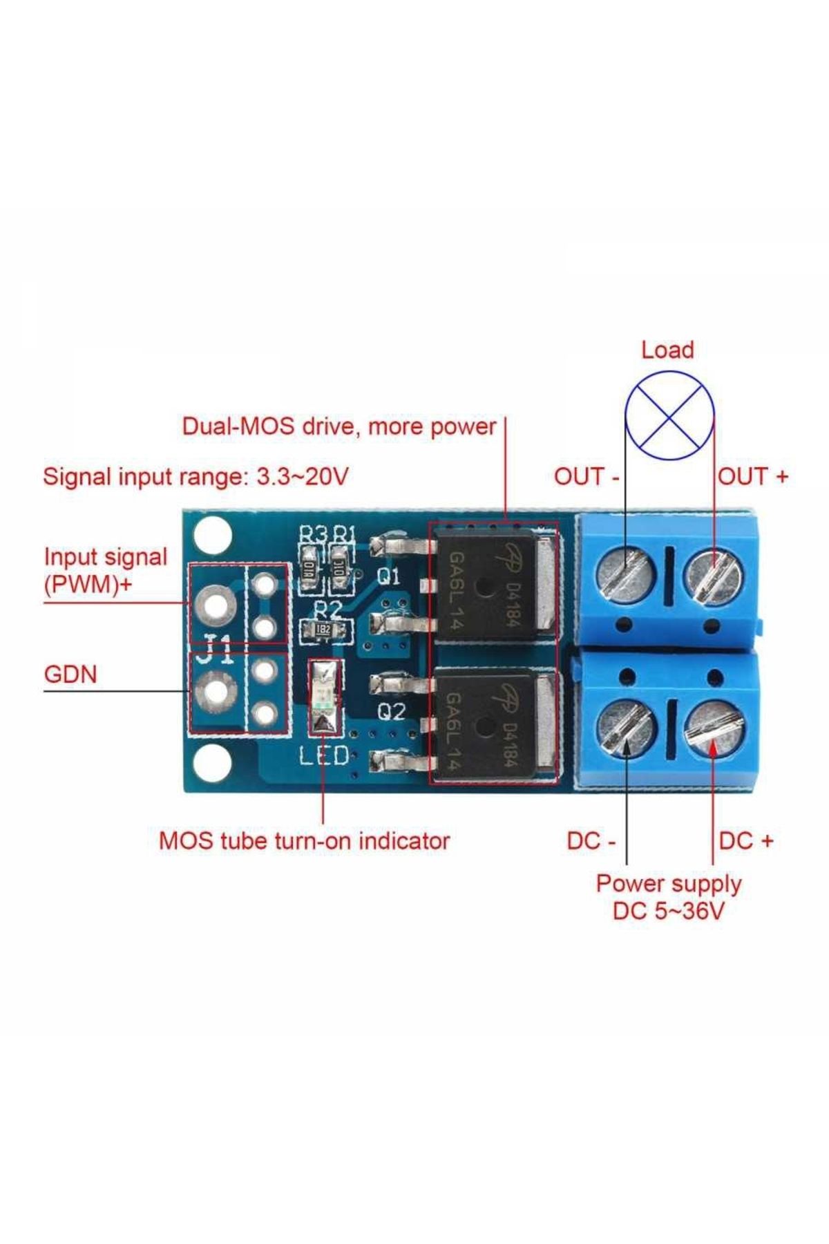Elektronik Atölye 15A 400W PWM Kontrollü MOSFET Anahtarlama Kartı
