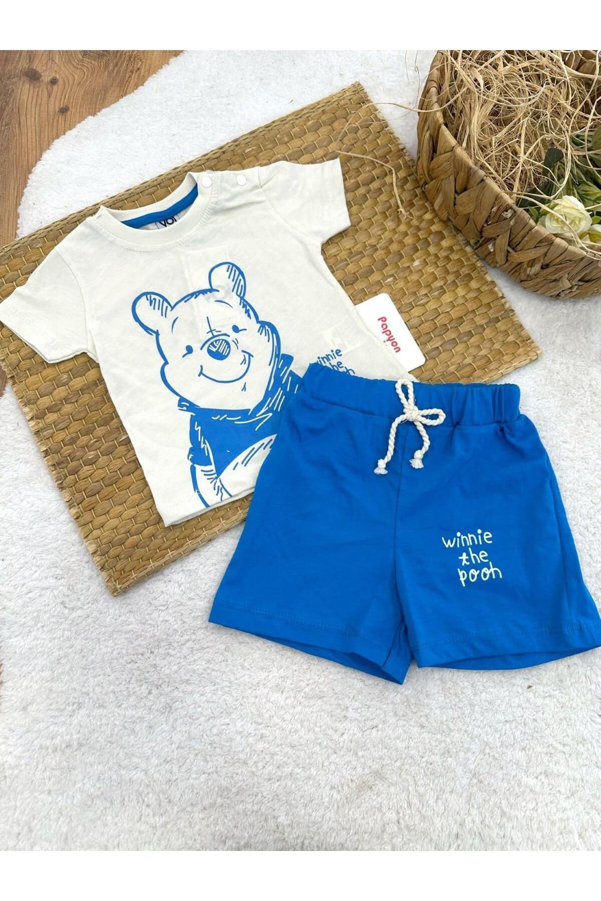 Papyon Baby Kids Winnie The Pooh Baskılı Tişört Şort Erkek Bebek Takım (3-6/6-9/9-12/12-18 Ay)