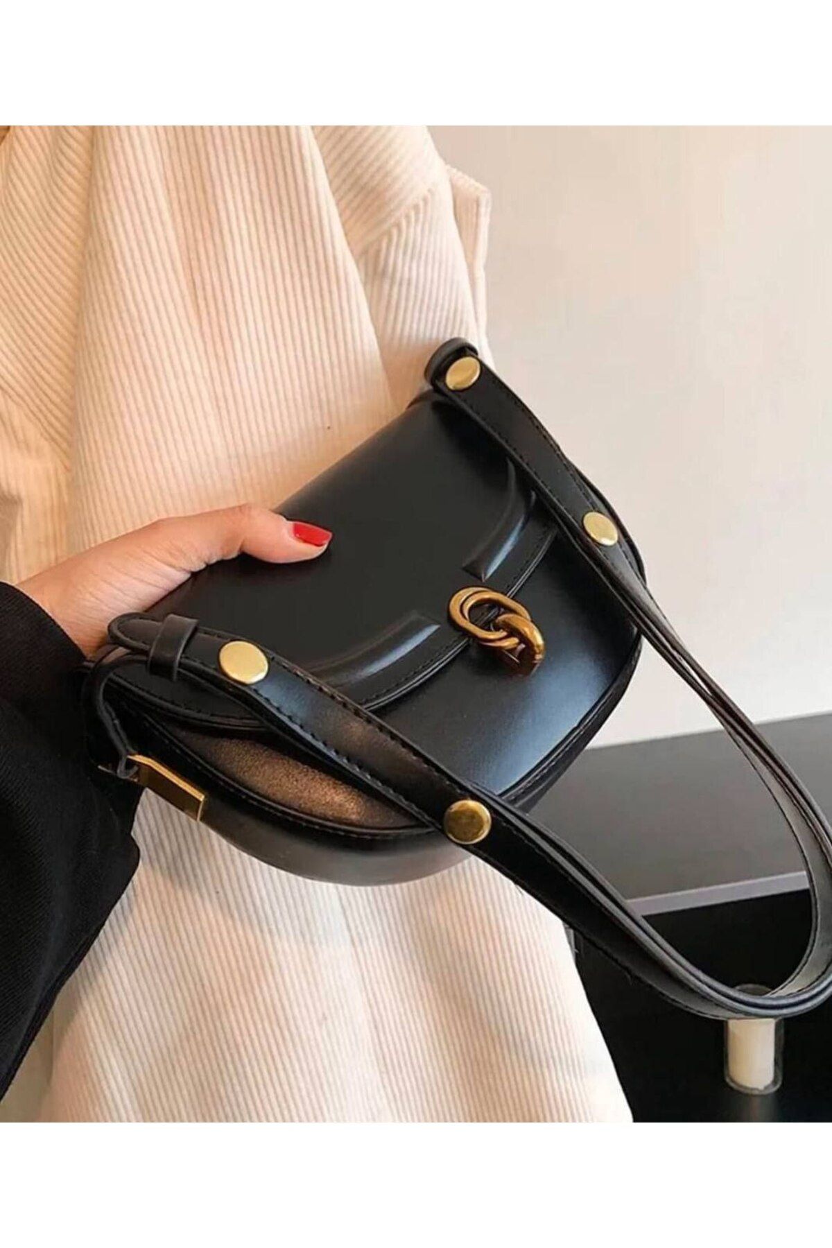 bynarincollection günlük model siyah kol ve omuz çantası