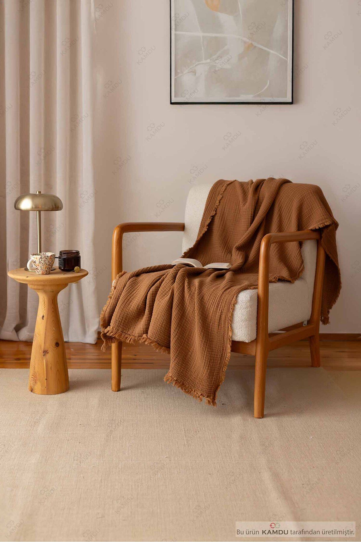 CASMAYA 100x200cm Berjer Örtüsü %100 Müslin Pamuk Koltuk Örtüsü, Çok Amaçlı Örtü, Tv Örtüsü