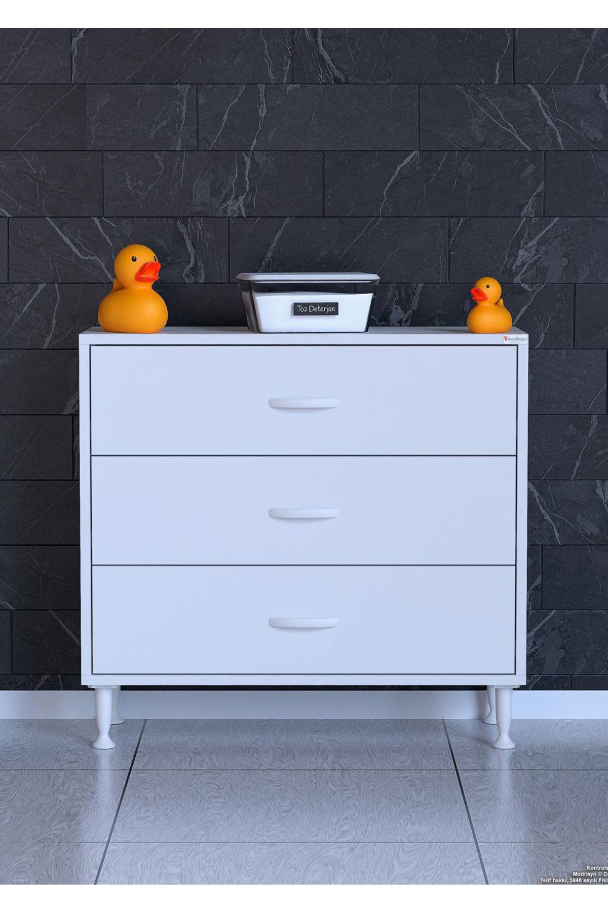 Modilayn 3'lü Çekmece Mutfak Dolabı 75x75x32,5 cm’ lik Çok Yönlü Çekmeceli Çok Amaçlı Mutfak Dolabı