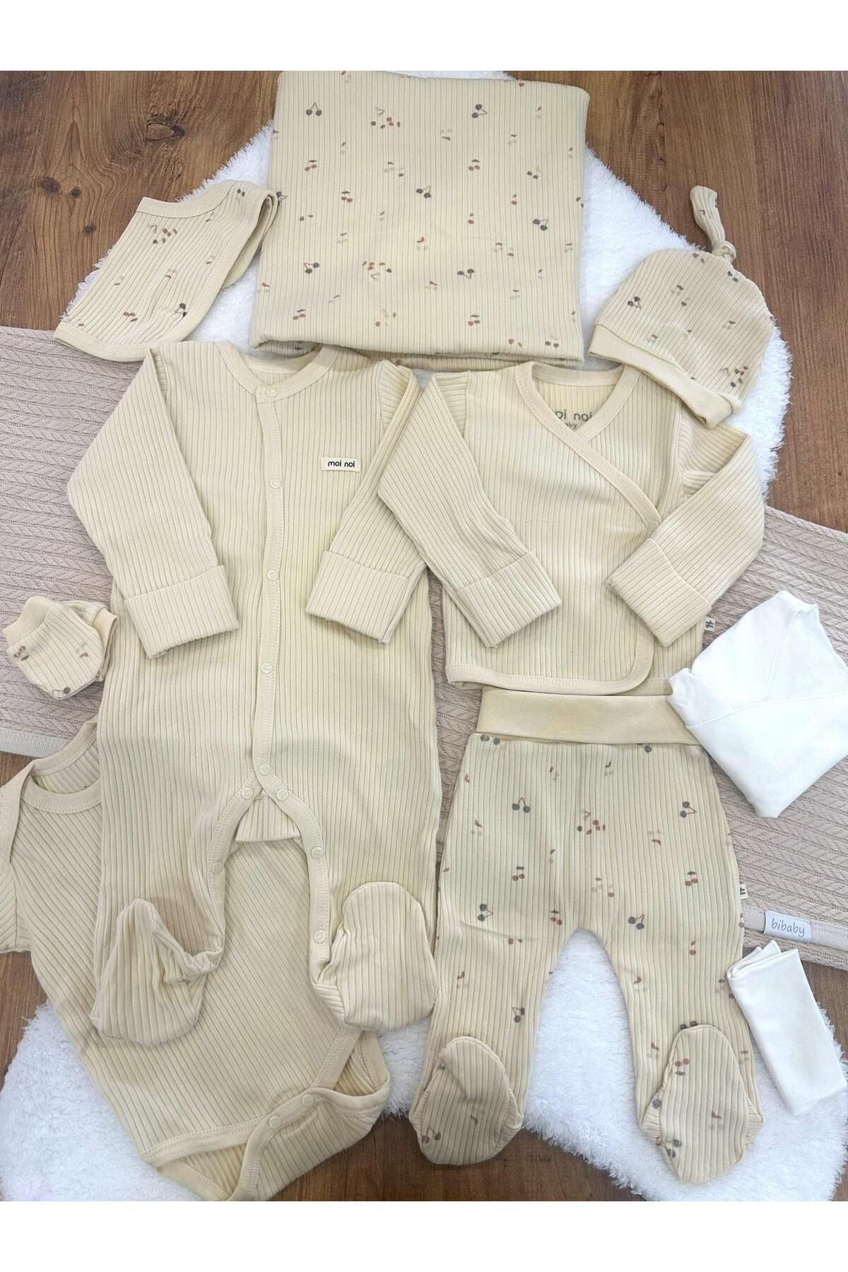 Papyon Baby Kids Kirazlı Raporlu Yenidoğan Kız Bebek 10lu Hastane Çıkış Seti