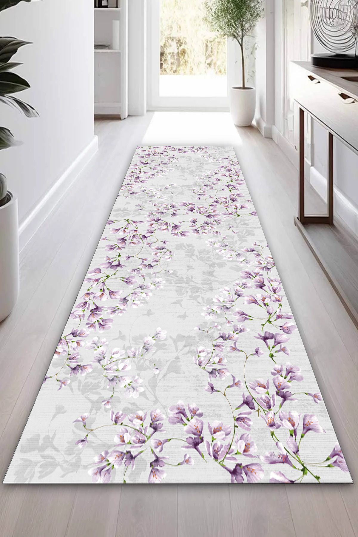Halise Home Çiçek Desenli Kaymaz Taban Yıkanabilir Kalın Dokulu Yolluk & Halı