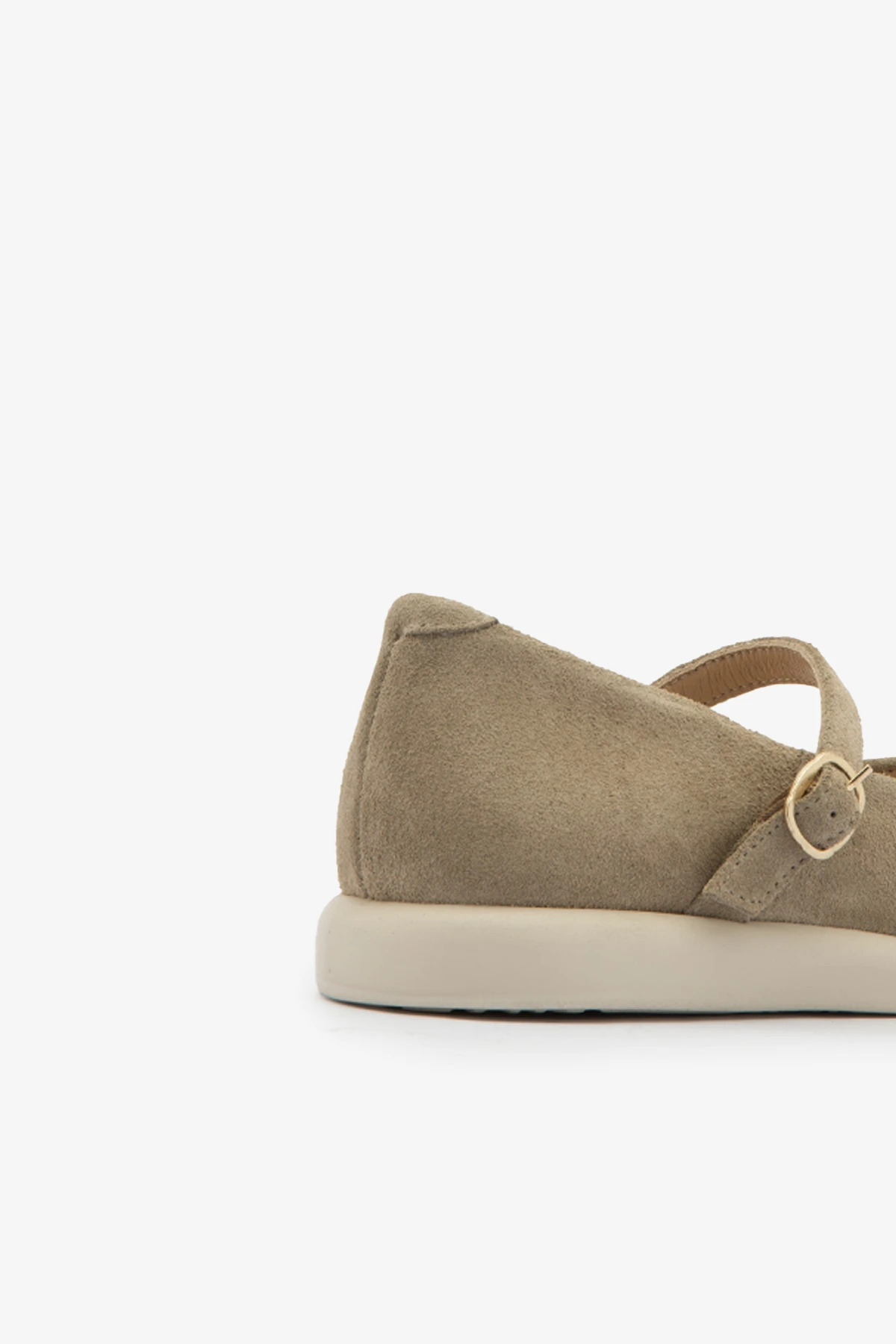 SAYL  Bej Hakiki Deri Süet Tokalı Kadın Babet Ayakkabı - Görsel 5