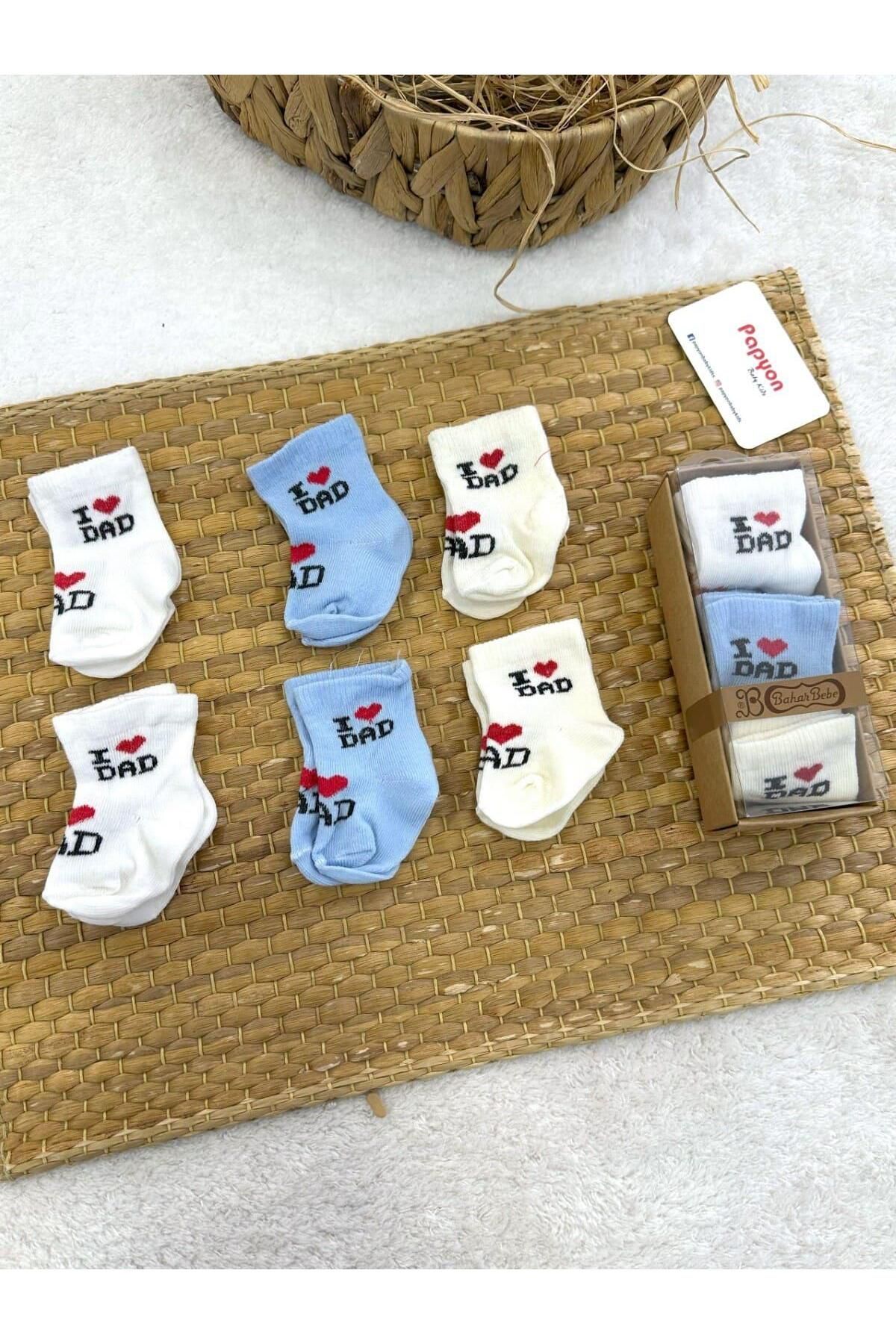 Papyon Baby Kids I Love Dad Kutulu 6lı Bebek Çorap 0-6 Ay