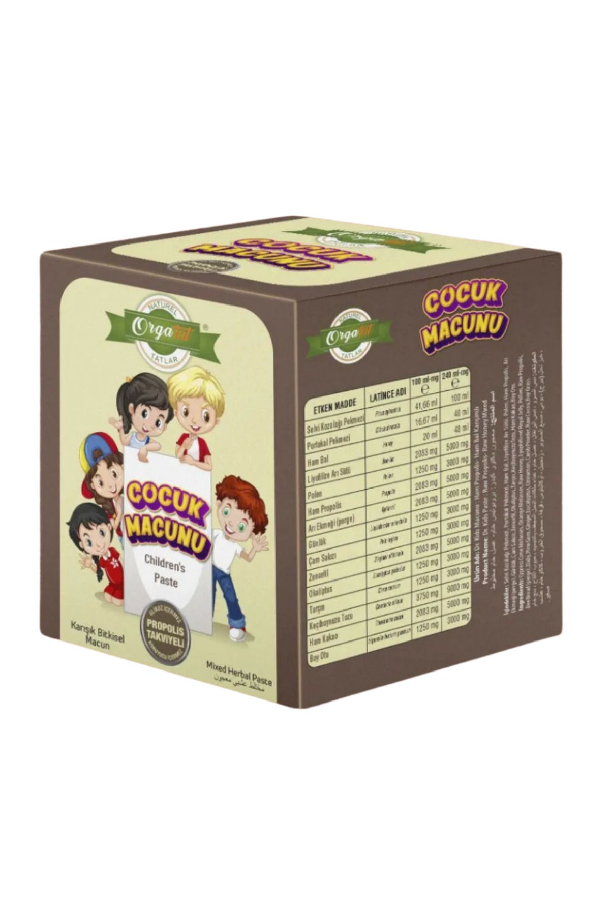 ORGATAT 240 Gr Kids Çocuklar için Özel - Arı Sütü, Pekmez, Bal Ve Vitamin Katkılı Kakaolu Macun
