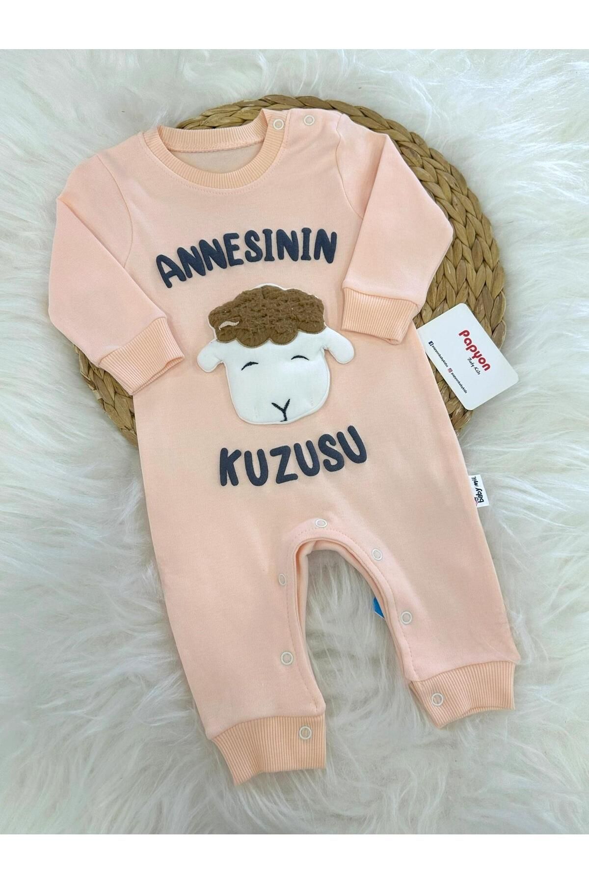 Papyon Baby Kids Annesinin Kuzusu Oyuncaklı Kız Bebek Manşetli Tulum 0-3/3-6/6-9 Ay