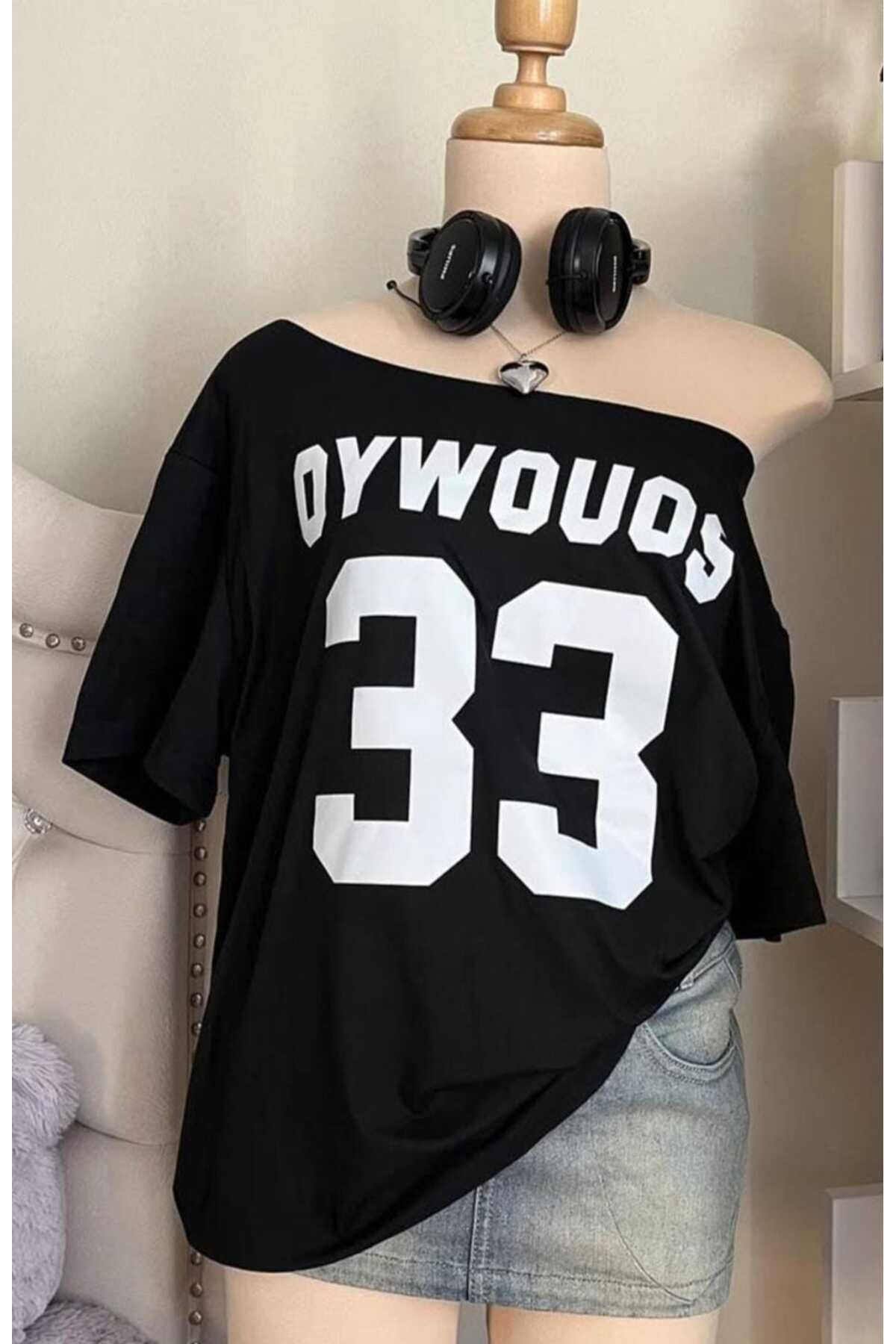 Moonstarcollection Düşük omuzlu Oversize Ouw Doys 33 T-shirt