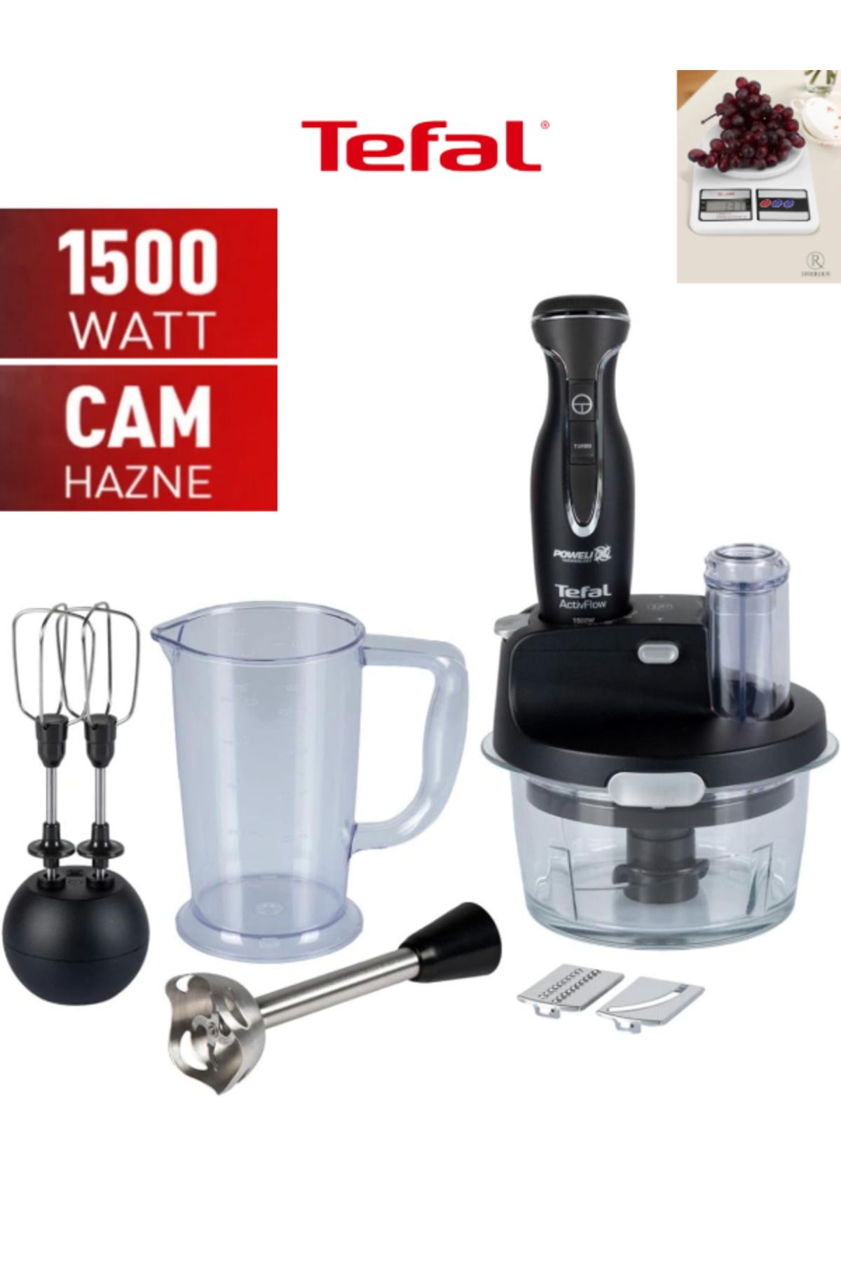 TEFAL Birinci Sınıf 1,5L Cam Hazne - Buz Kırma - Paslanmaz Çelik 4 Bıçaklı Blender 1500W - 910004672