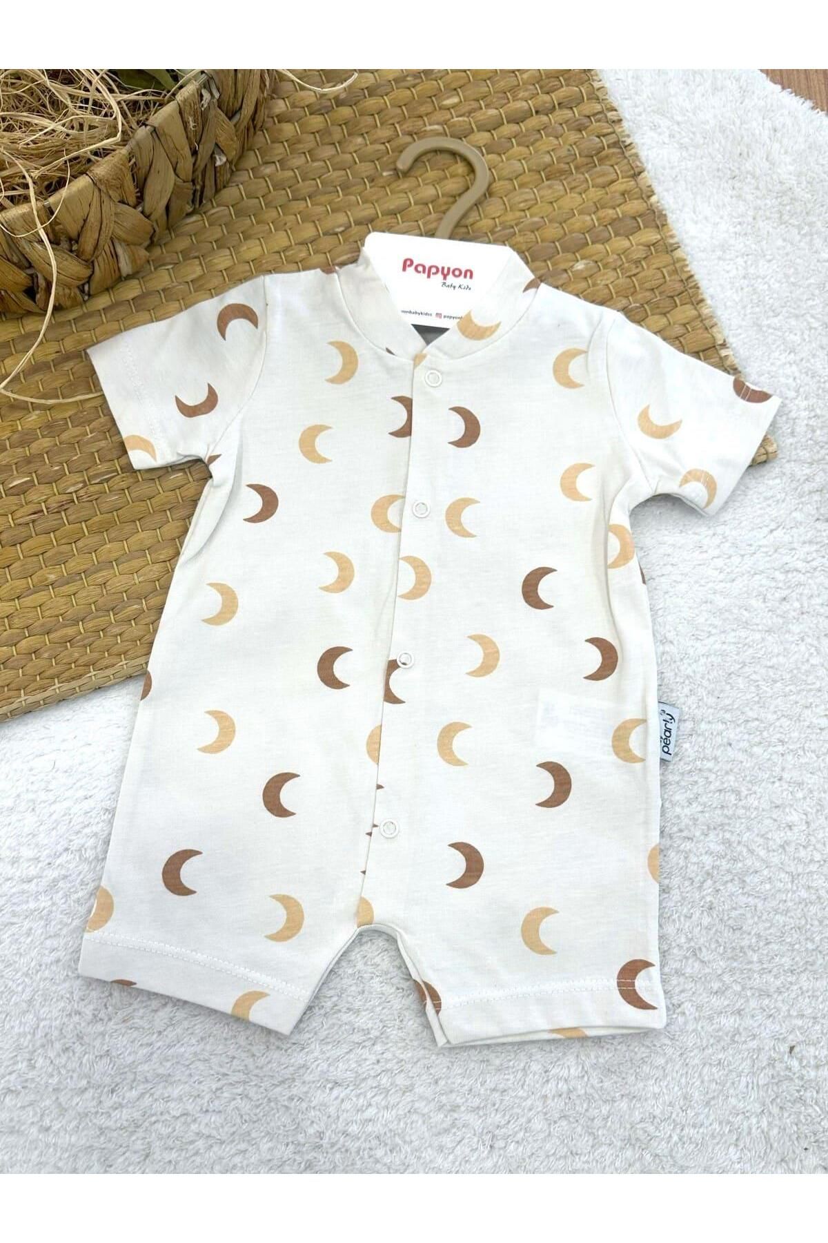 Papyon Baby Kids Ay Desenli Uniseks Bebek Yazlık Tulum (3-6/6-9/9-12 Ay)