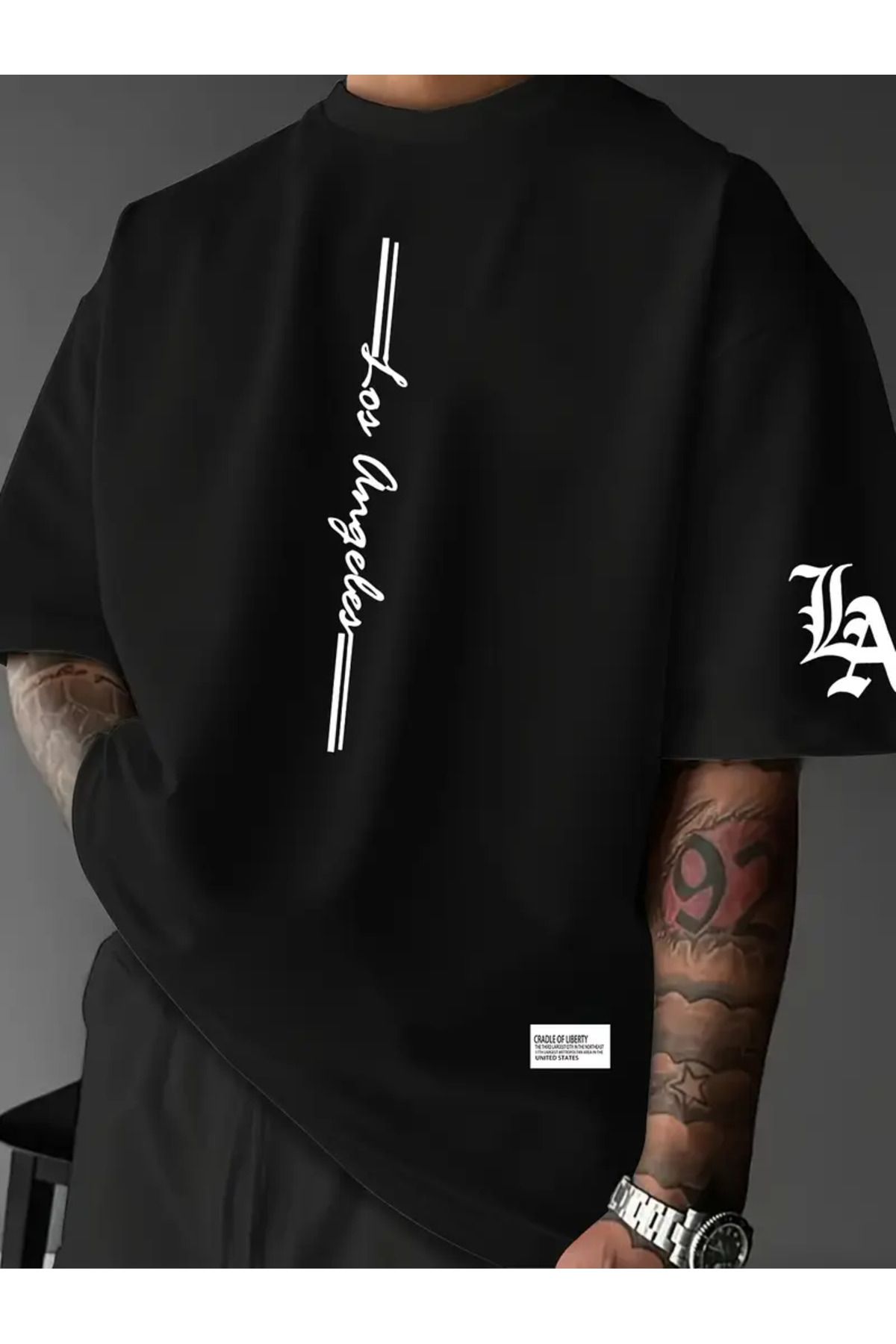 bellanova Los Angeles Baskılı Oversize Erkek Tişört – LA Sokak Stili