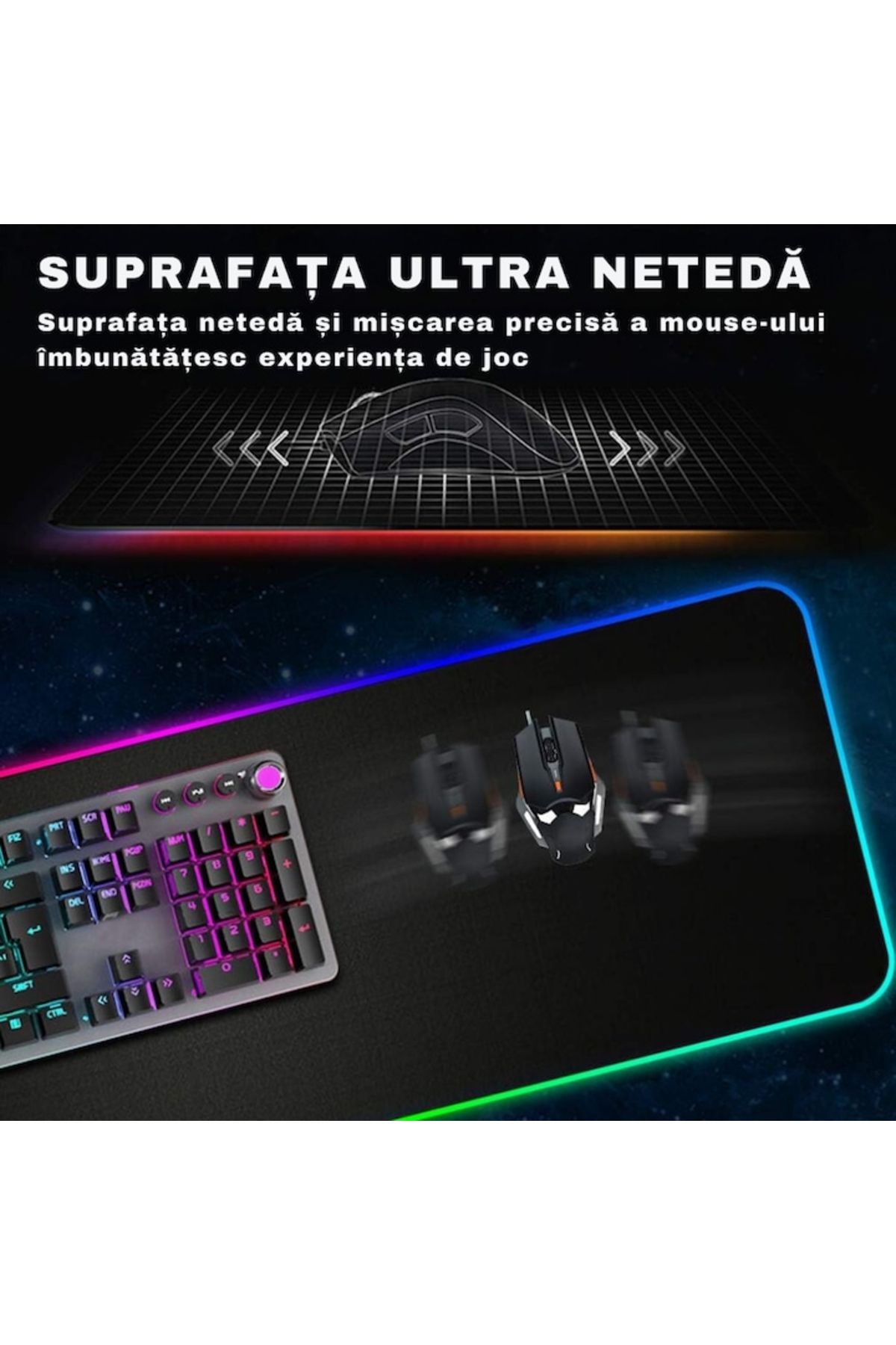 varioshop-VarioShop® gaming mousepad with LED lighting, Made of flexible, non-stick material and 3