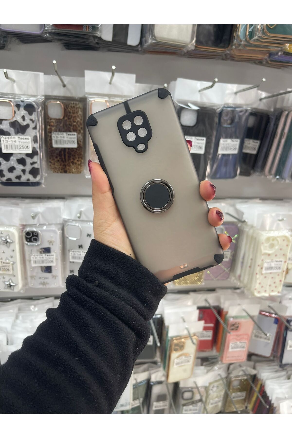 TECNOTREND Redmi Note 9 Pro/Note 9s Uyumlu Magnetic Ring Cover & Case Silikon kılıf