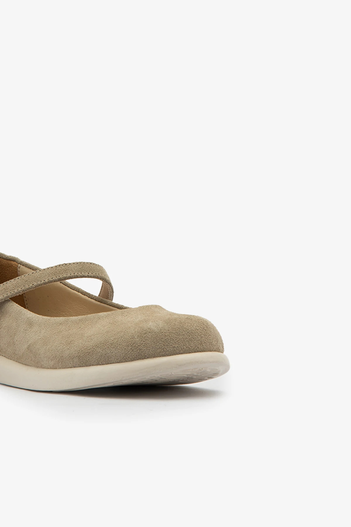 SAYL  Bej Hakiki Deri Süet Tokalı Kadın Babet Ayakkabı - Görsel 4