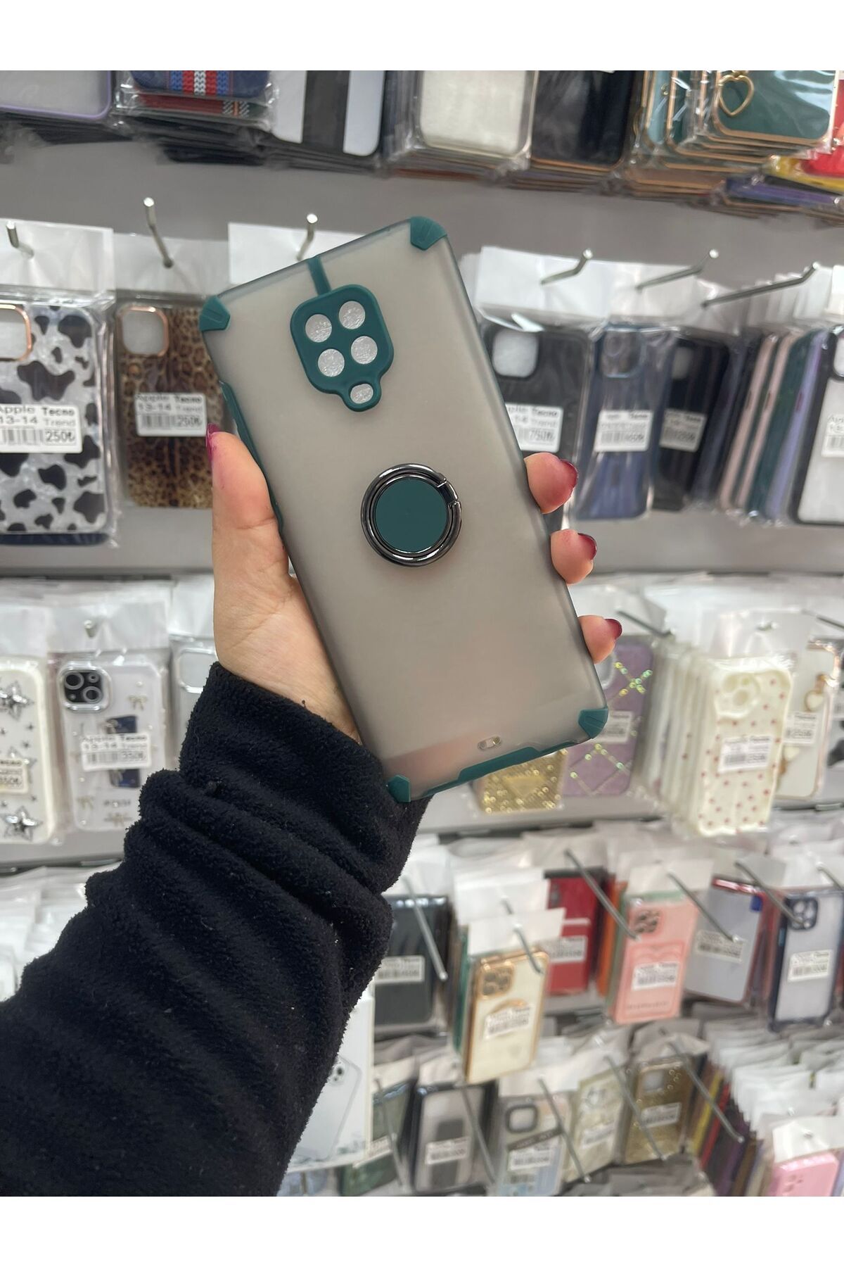 TECNOTREND Redmi Note 9 Pro/Note 9s Uyumlu Magnetic Ring Cover & Case Silikon kılıf