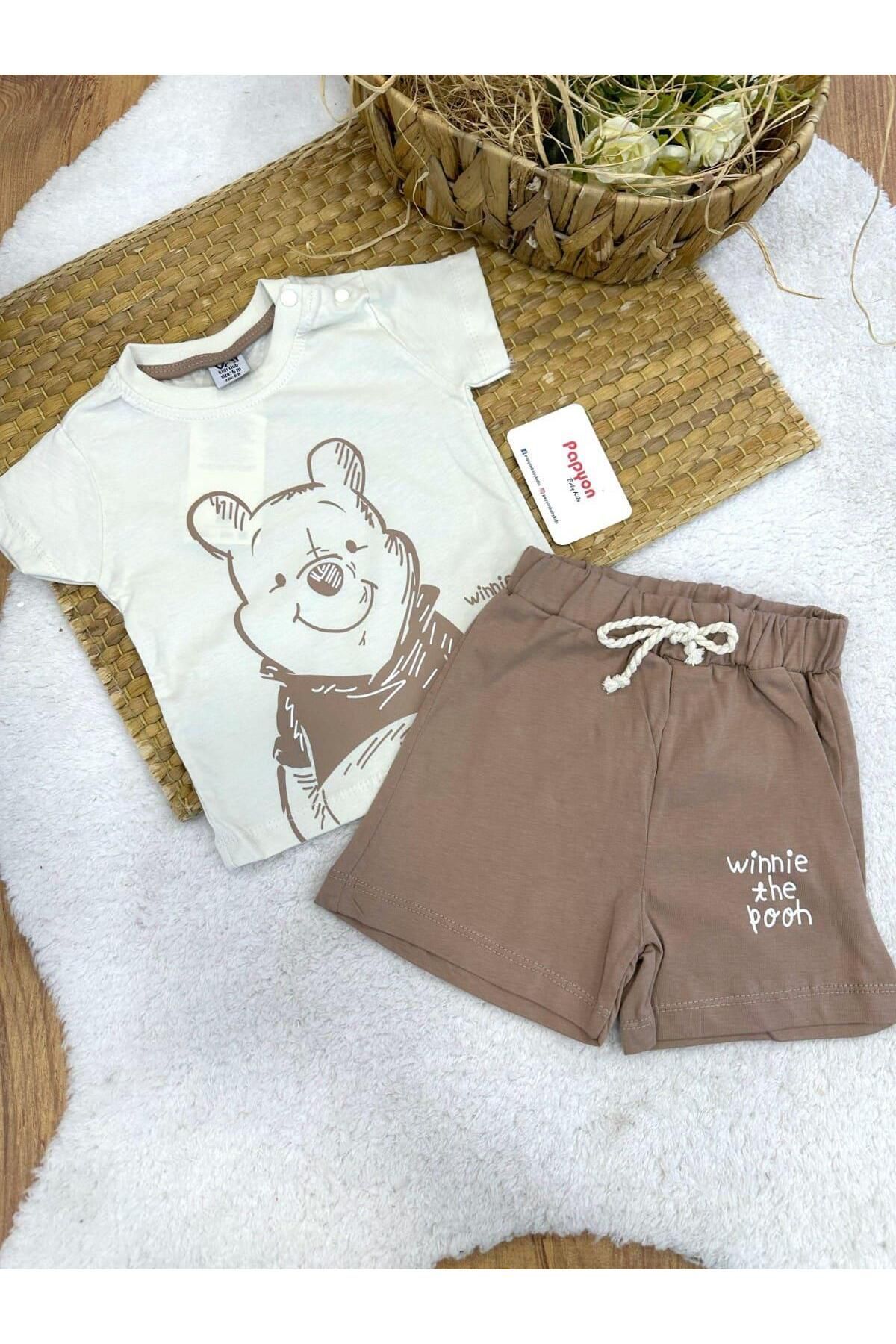 Papyon Baby Kids Winnie The Pooh Baskılı Tişört Şort Erkek Bebek Takım (3-6/6-9/9-12/12-18 Ay)