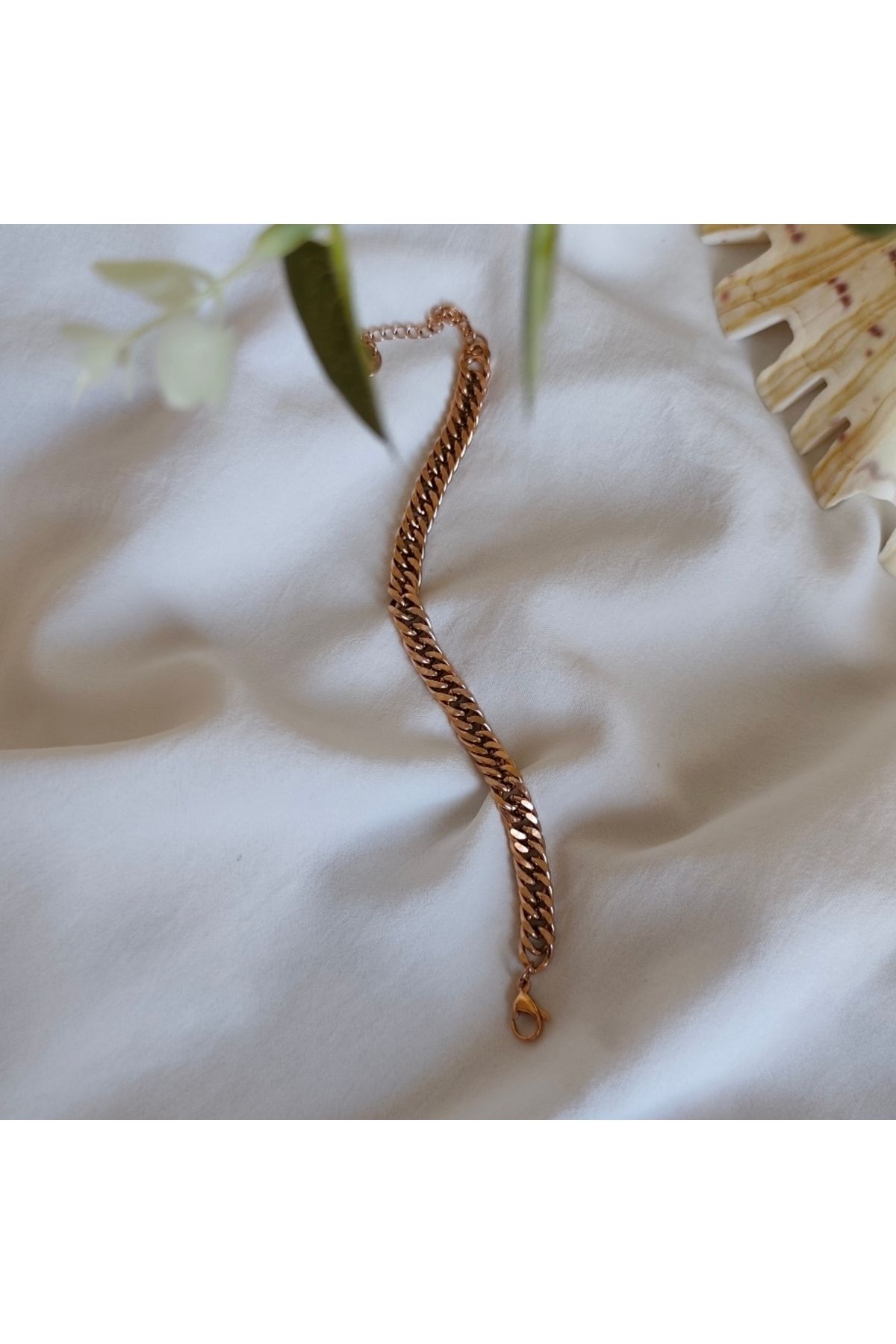 miyesa stainless steel Çelik Rose Gold Zincir Bileklik