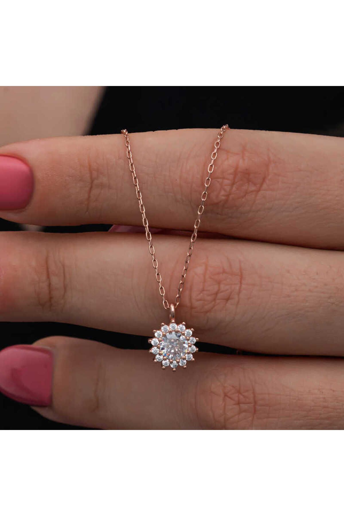 Emperium Gümüş Rose Minimal Yuvarlak Anturaj Kadın Kolye