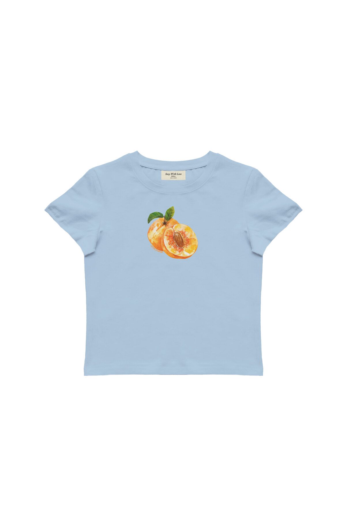 lethestudios Peach Baskılı, Meyve Desenli Baby Tee Crop Top