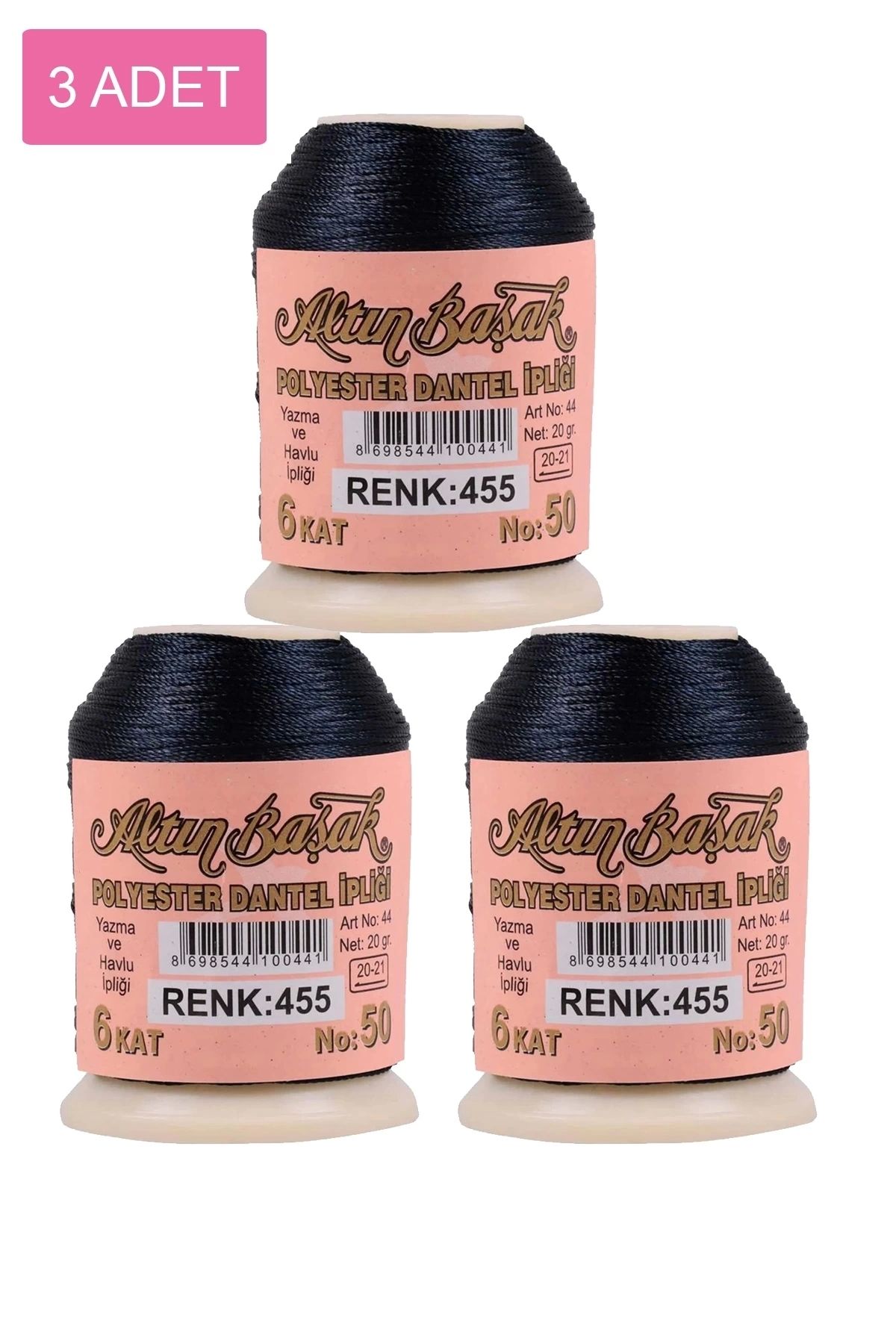 PRATİKOBA 3 Adet Altınbaşak Oya ve Dantel İpi 20 gr - Royaleks - No: 455