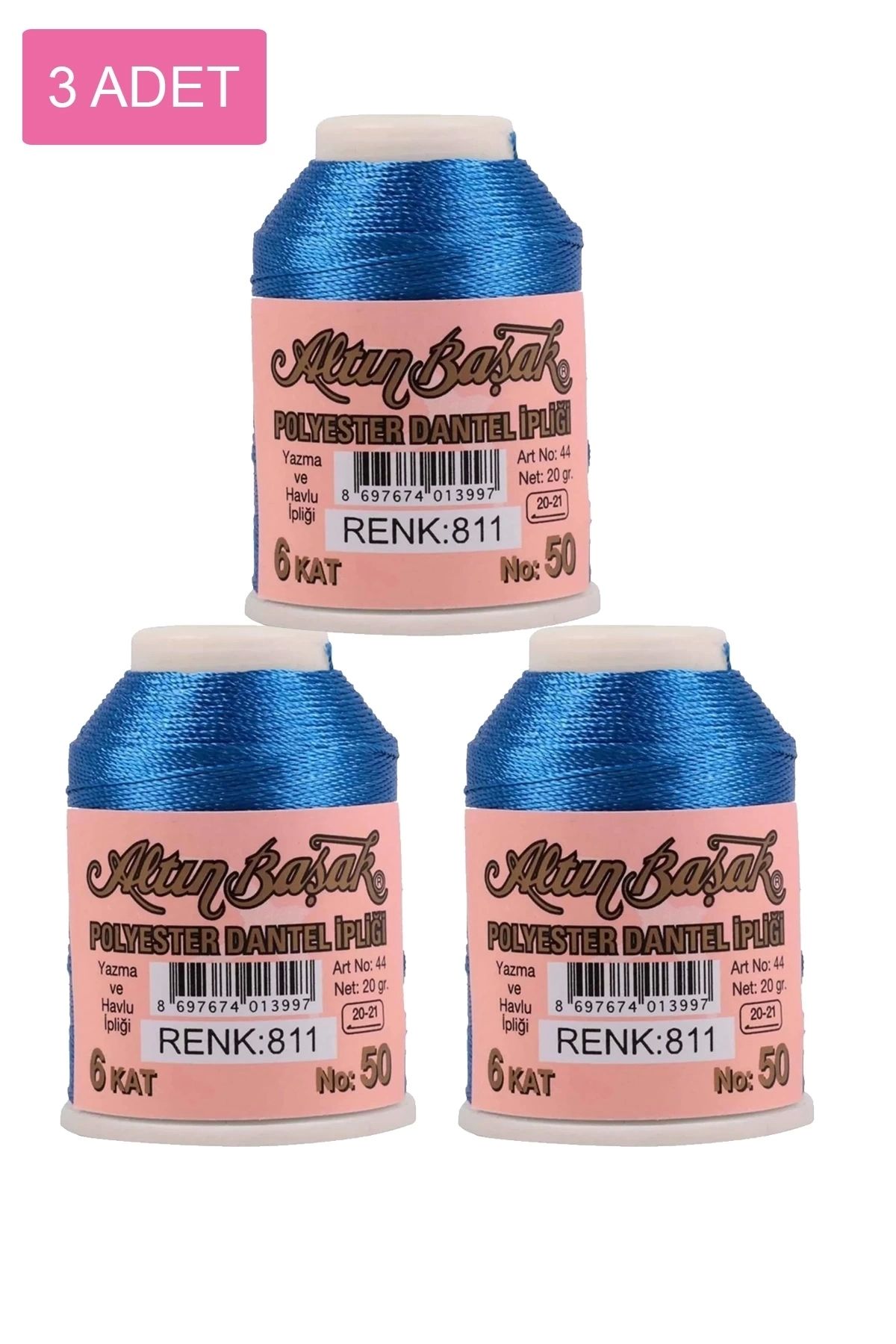 PRATİKOBA 3 Adet Altınbaşak Oya ve Dantel İpi 20 gr - Royaleks - No: 811
