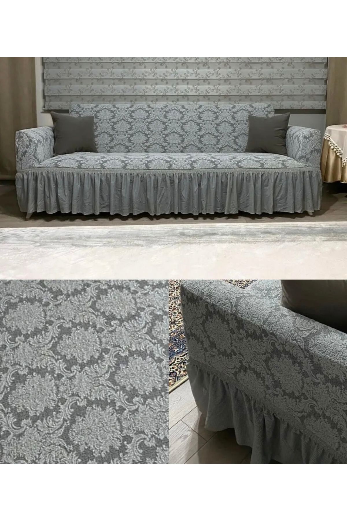 Muensu 3*2*1*1 Osmanlı Desen Jakarlı Koltuk Örtüsü Takımı, Çekyat Takımı