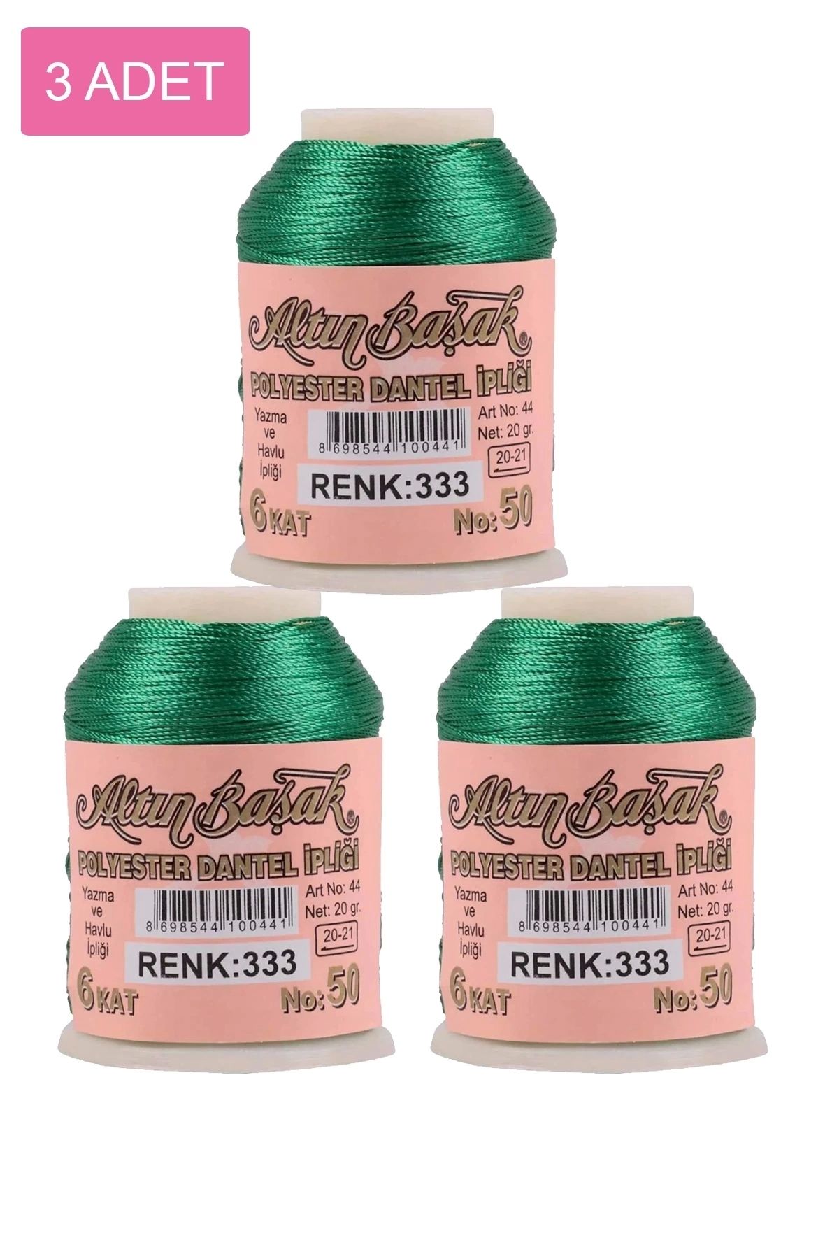 PRATİKOBA 3 Adet Altınbaşak Oya ve Dantel İpi 20 gr - Royaleks - No: 333
