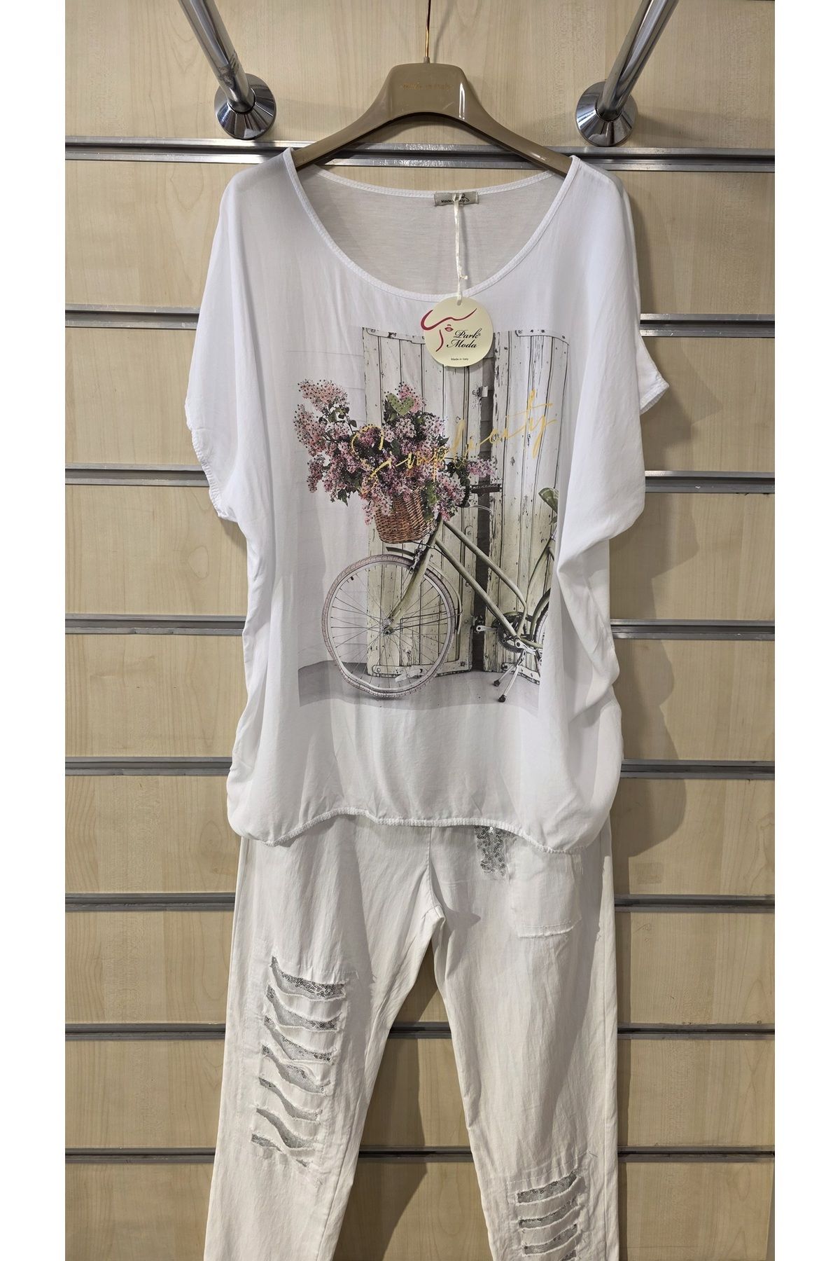 Park Moda İtalyan Kadın Bluz Taşlı Karışık Desenli