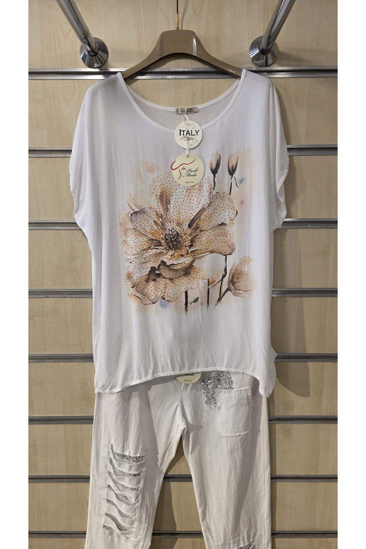 Park Moda İtalyan Kadın Bluz Taşlı Karışık Desenli
