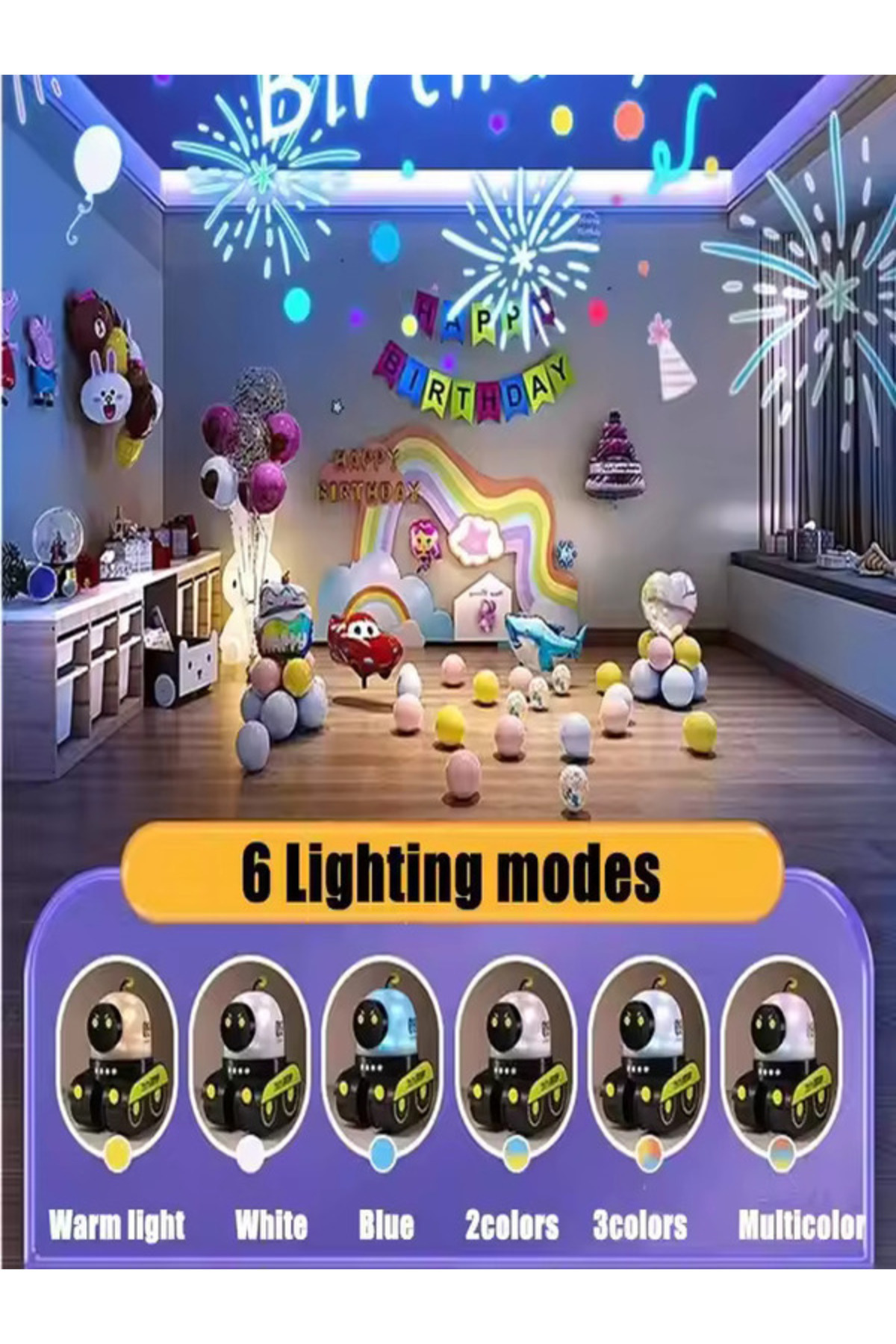 İMEXTECH Bilişim Burada Tank Robot 6 Film Projeksiyon Lamba Bluetooth Hoparlör Gece Lambası fotoğrafı 5 (önizleme)