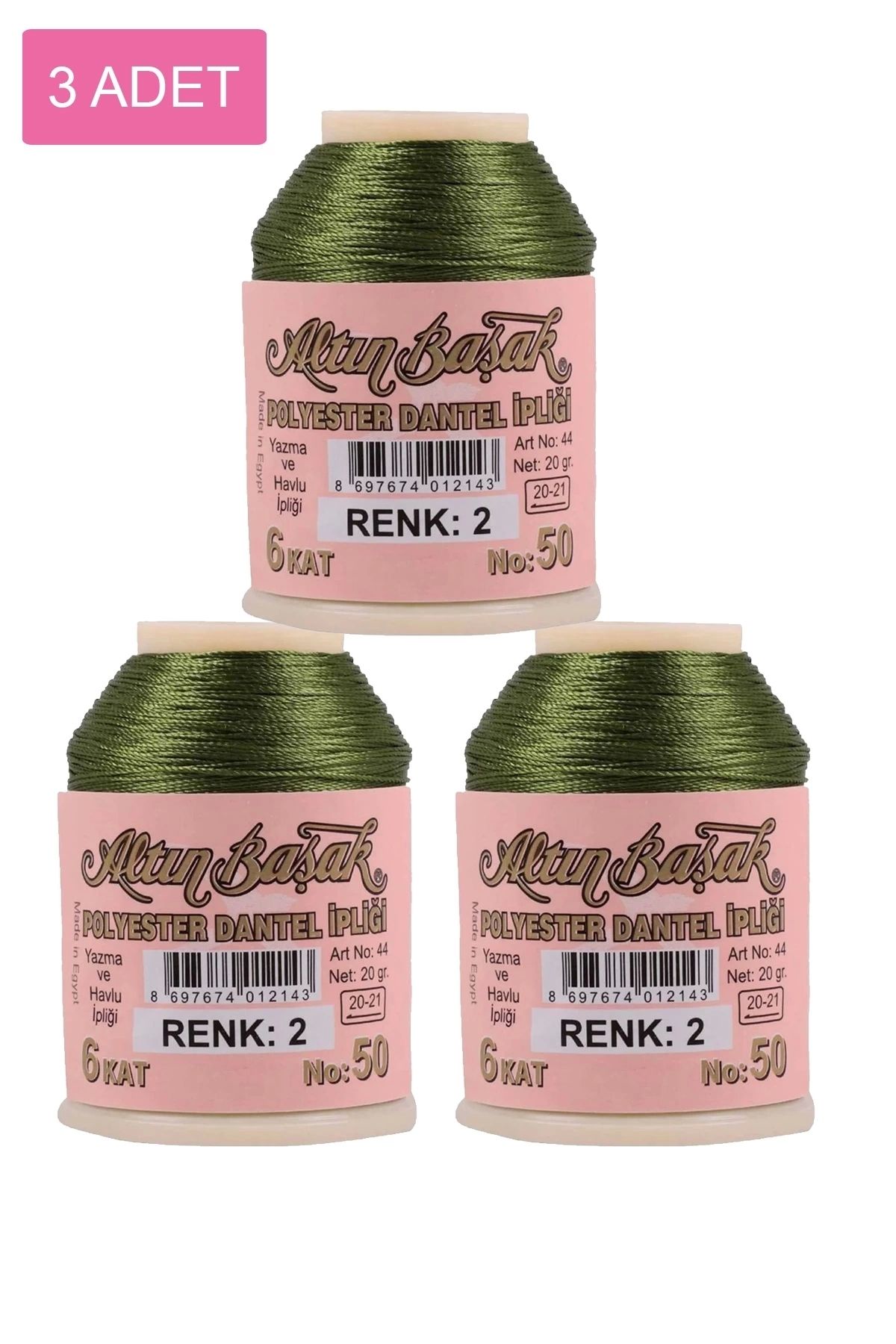PRATİKOBA 3 Adet Altınbaşak Oya ve Dantel İpi 20 gr - Royaleks - No: 002