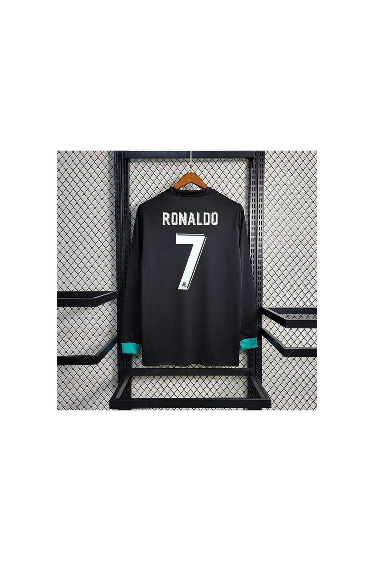 kombinezyum #7 Cristiano Ronaldo R. Madridd 2017-18 Kiev Şampiyonlar Ligi Finali Forması (Siyah-Uzun-Kol)