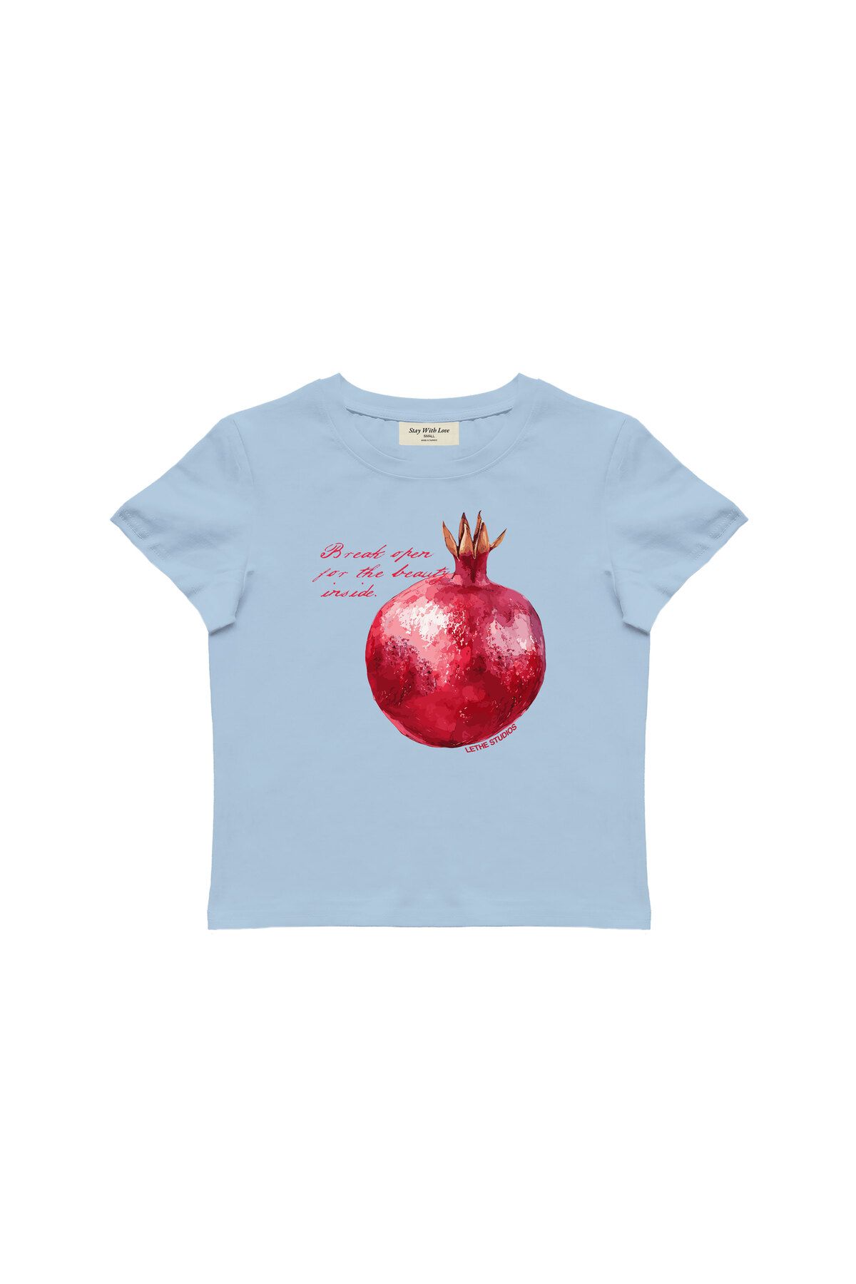 lethestudios Pomegranate Baskılı, Meyve Desenli Baby Tee Crop Top