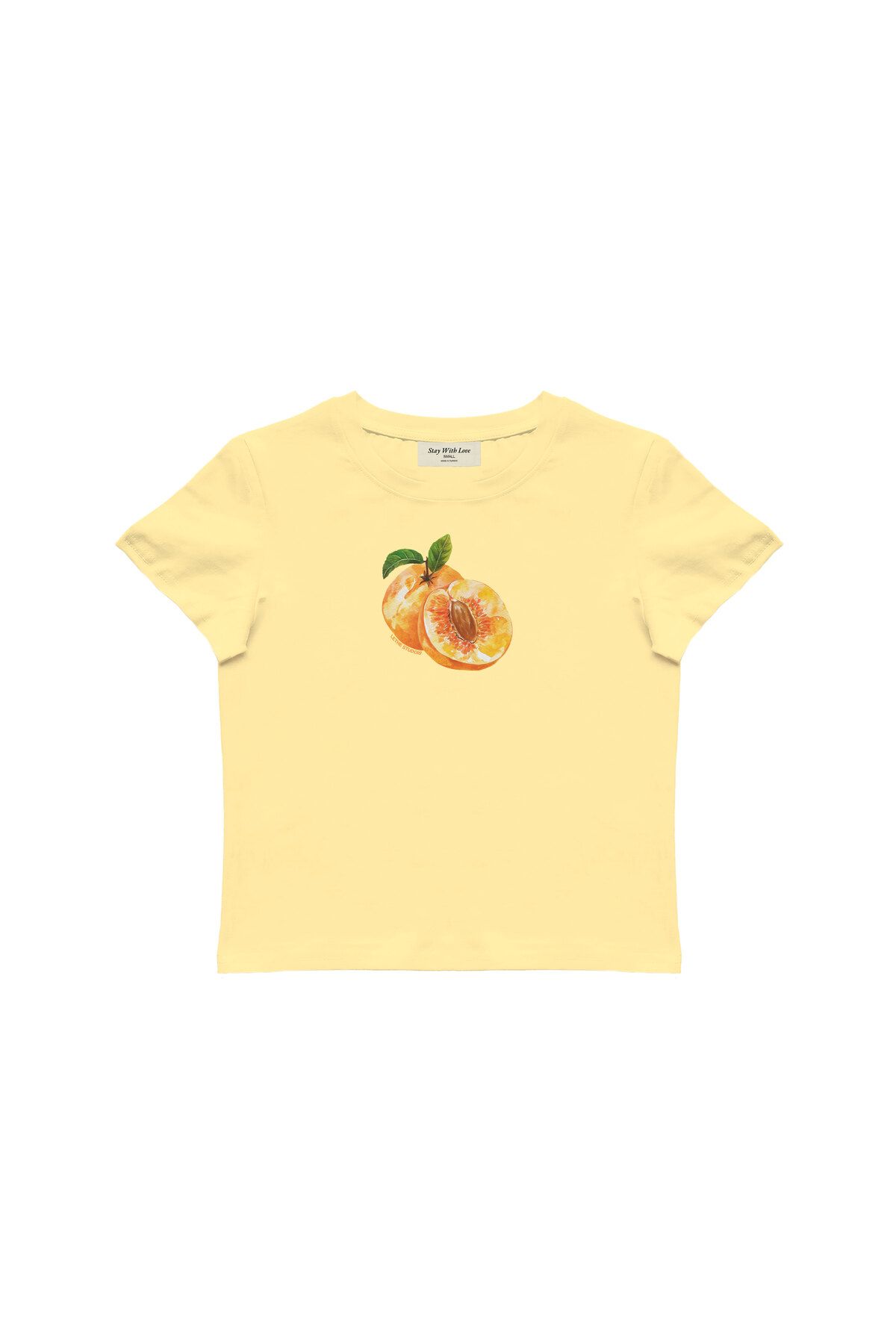 lethestudios Peach Baskılı, Meyve Desenli Baby Tee Crop Top