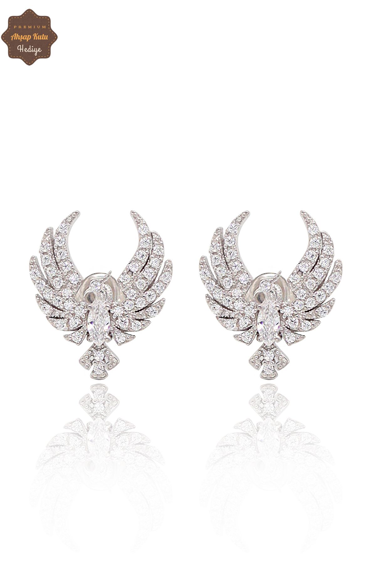 Midyat Nurtaş Gümüş Gümüş Renk Anka Kuşu 925 Ayar Gümüş Kadın Küpe 201024086