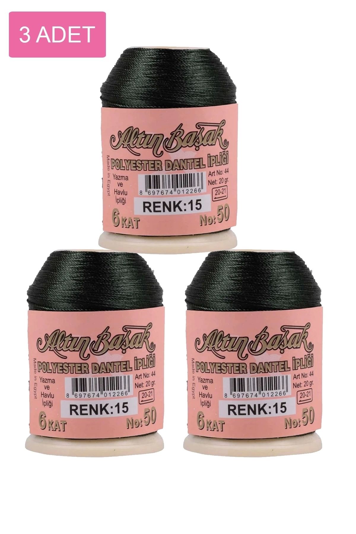 PRATİKOBA 3 Adet Altınbaşak Oya ve Dantel İpi 20 gr - Royaleks - No: 015