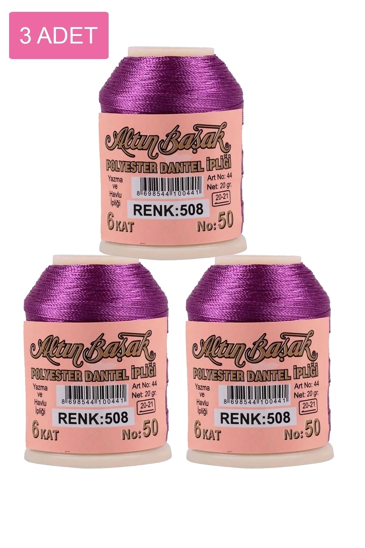 PRATİKOBA 3 Adet Altınbaşak Oya ve Dantel İpi 20 gr - Royaleks - No: 508