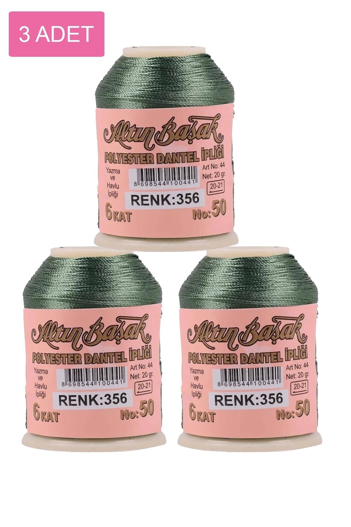 PRATİKOBA 3 Adet Altınbaşak Oya ve Dantel İpi 20 gr - Royaleks - No: 356