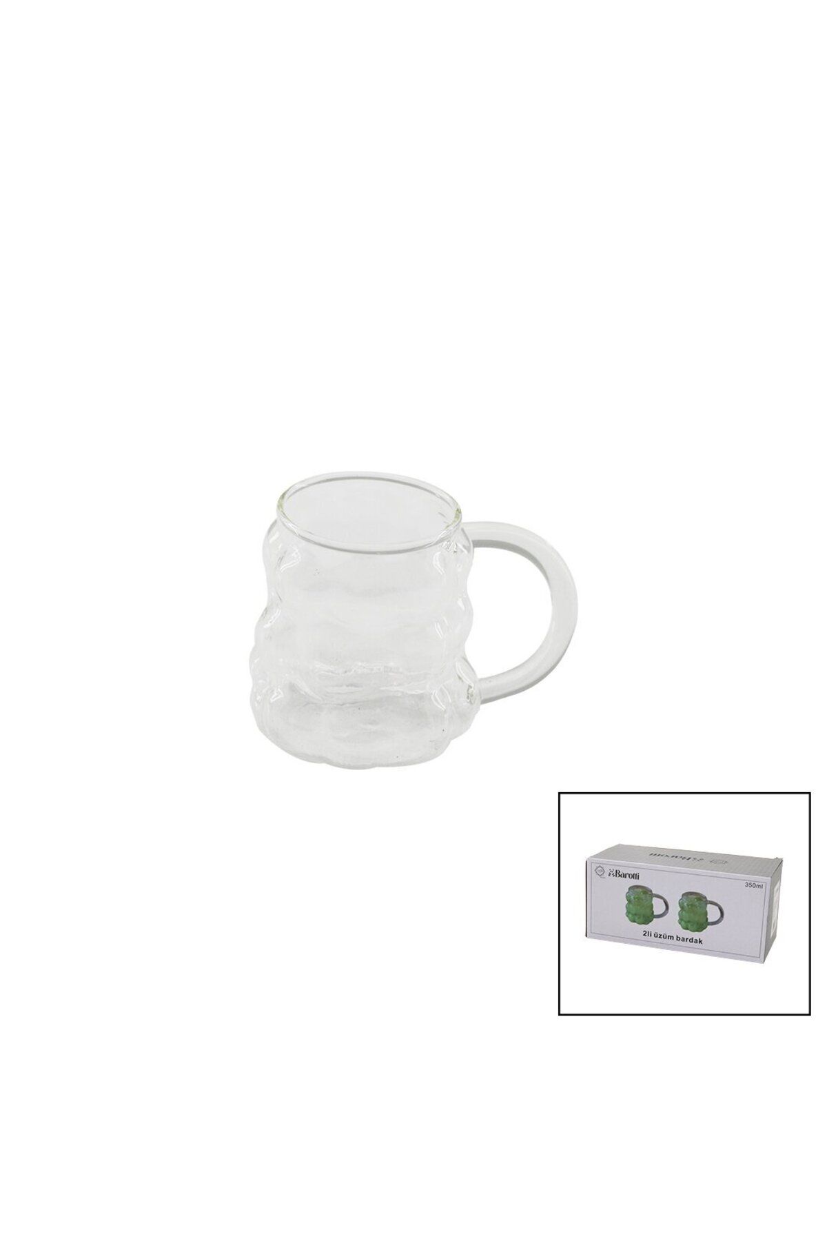 Vemora 2PCS ÜZÜM - KABARCIKLI KULPLU CAM BARDAK TERMİSİL - ISIYA DAYANIKLI BOROSİLİKAT350ML (5166)