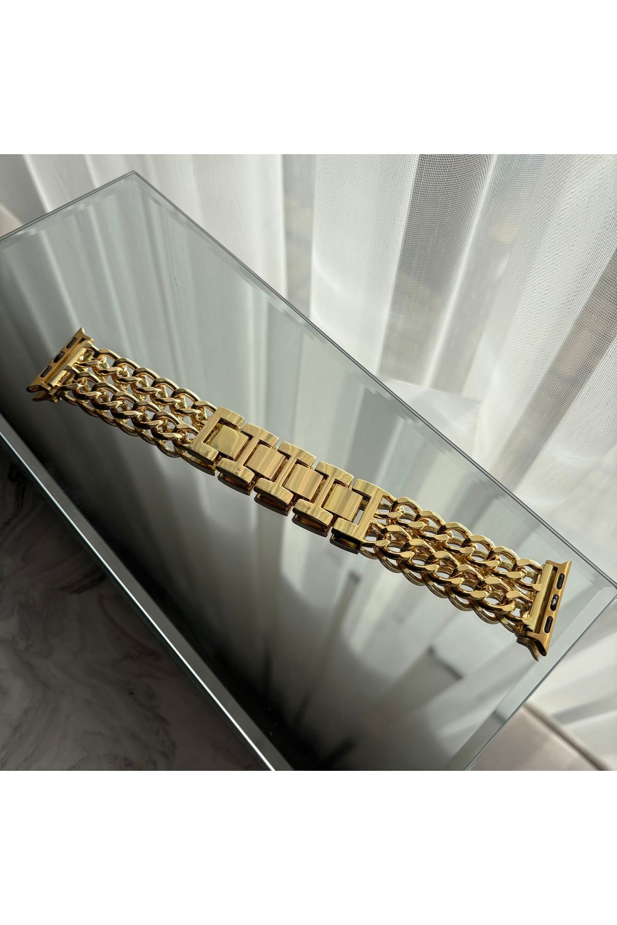 sayecase Apple Watch 6/7/SE/8/9 Serisi Uyumlu 42-44-45-49 MM Zincir Çelik Kordon