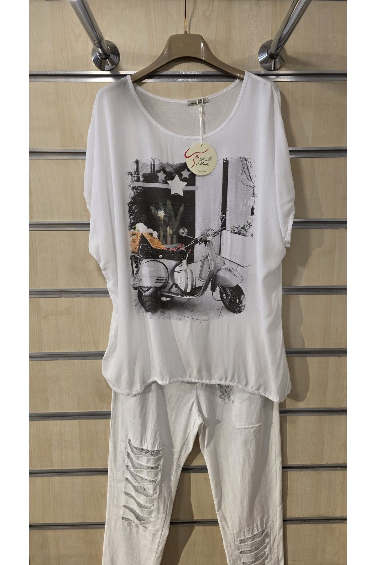 Park Moda İtalyan Kadın Bluz Taşlı Karışık Desenli