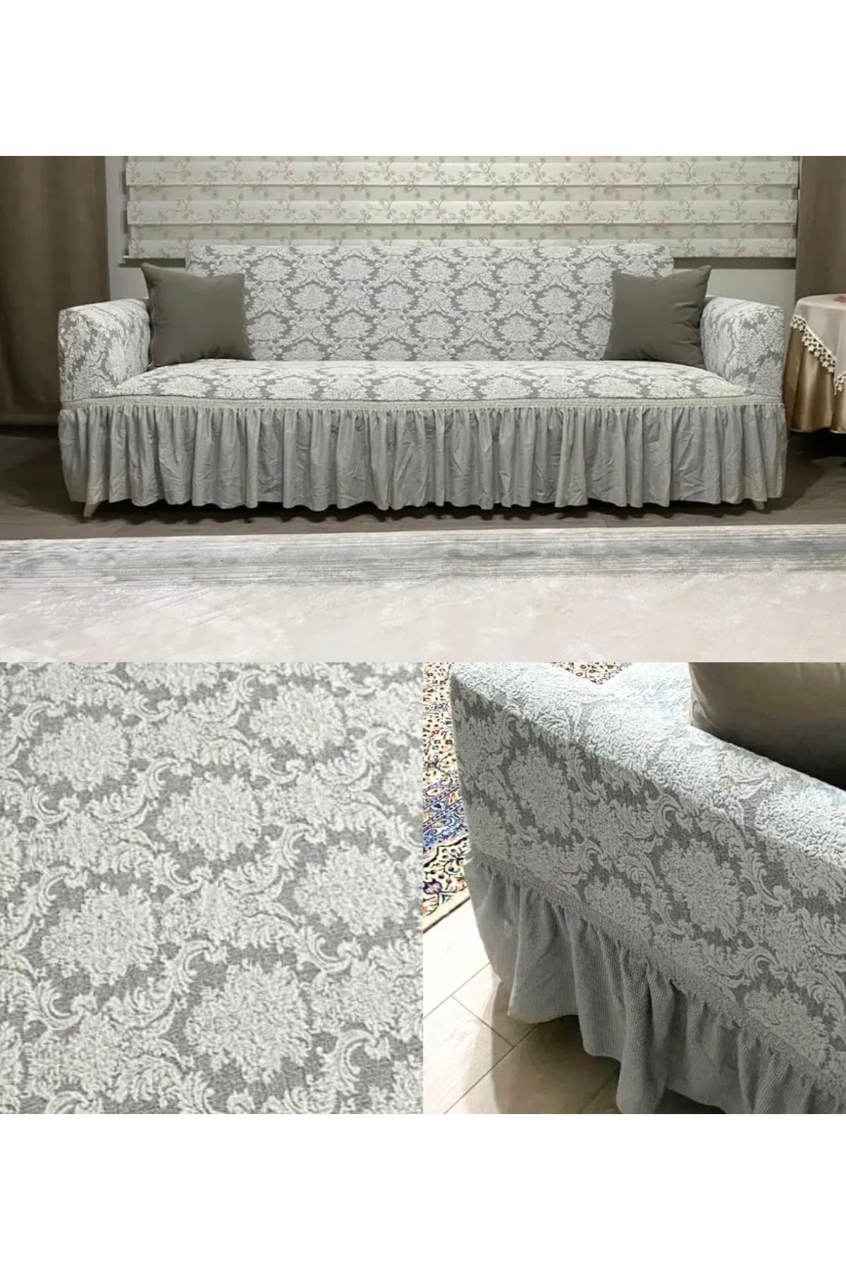 Muensu 3*3*1*1 Osmanlı Desen Jakarlı Koltuk Örtüsü, Çekyat Takımı