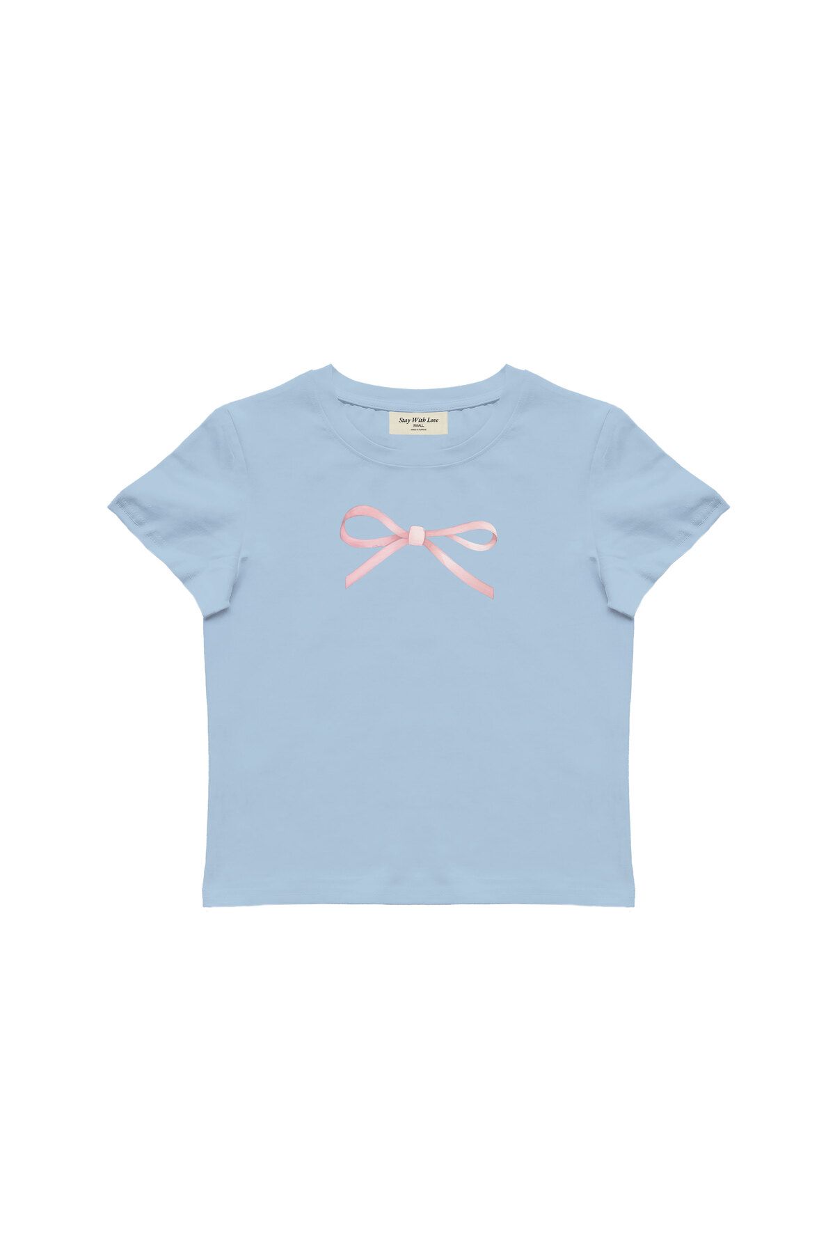lethestudios Ribbon Baskılı, Kurdele Desenli Baby Tee Crop Top