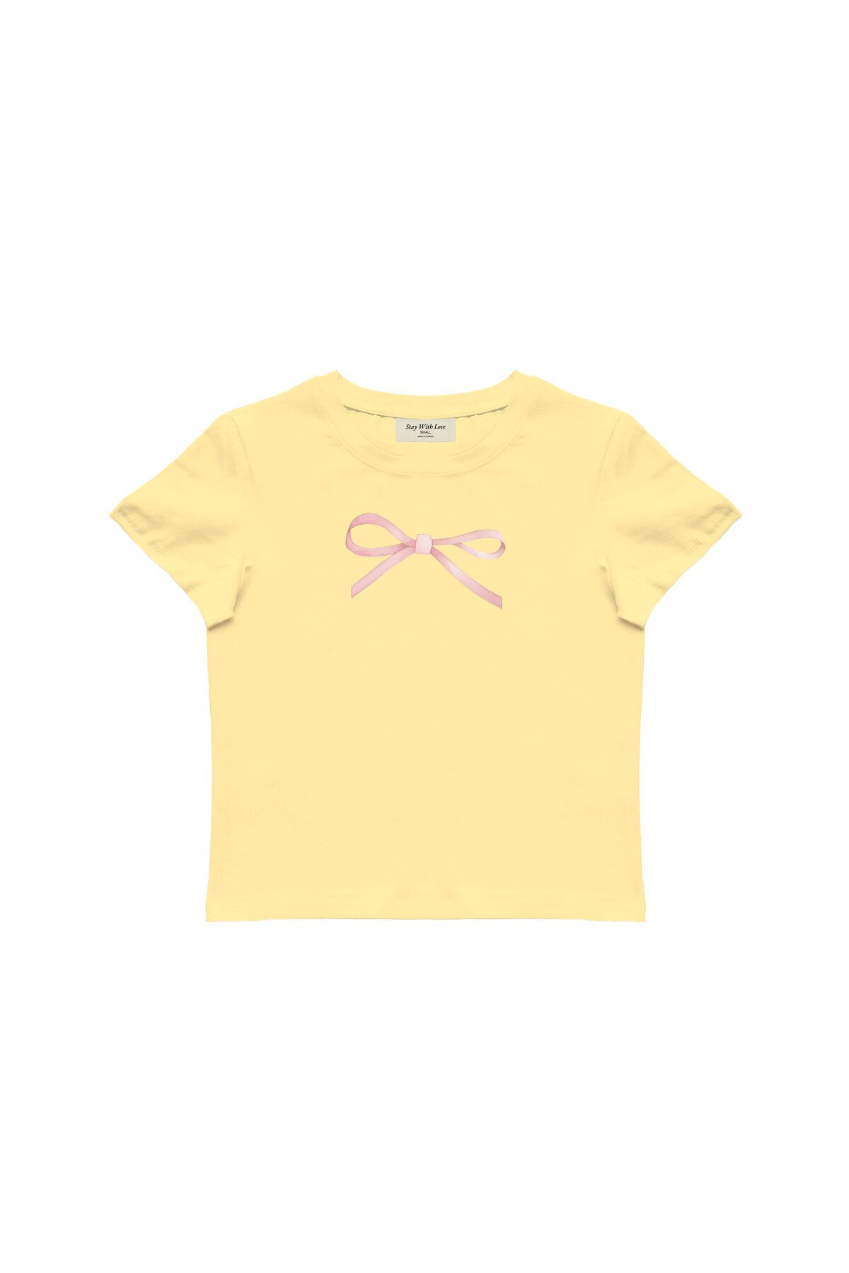 lethestudios Ribbon Baskılı, Kurdele Desenli Baby Tee Crop Top