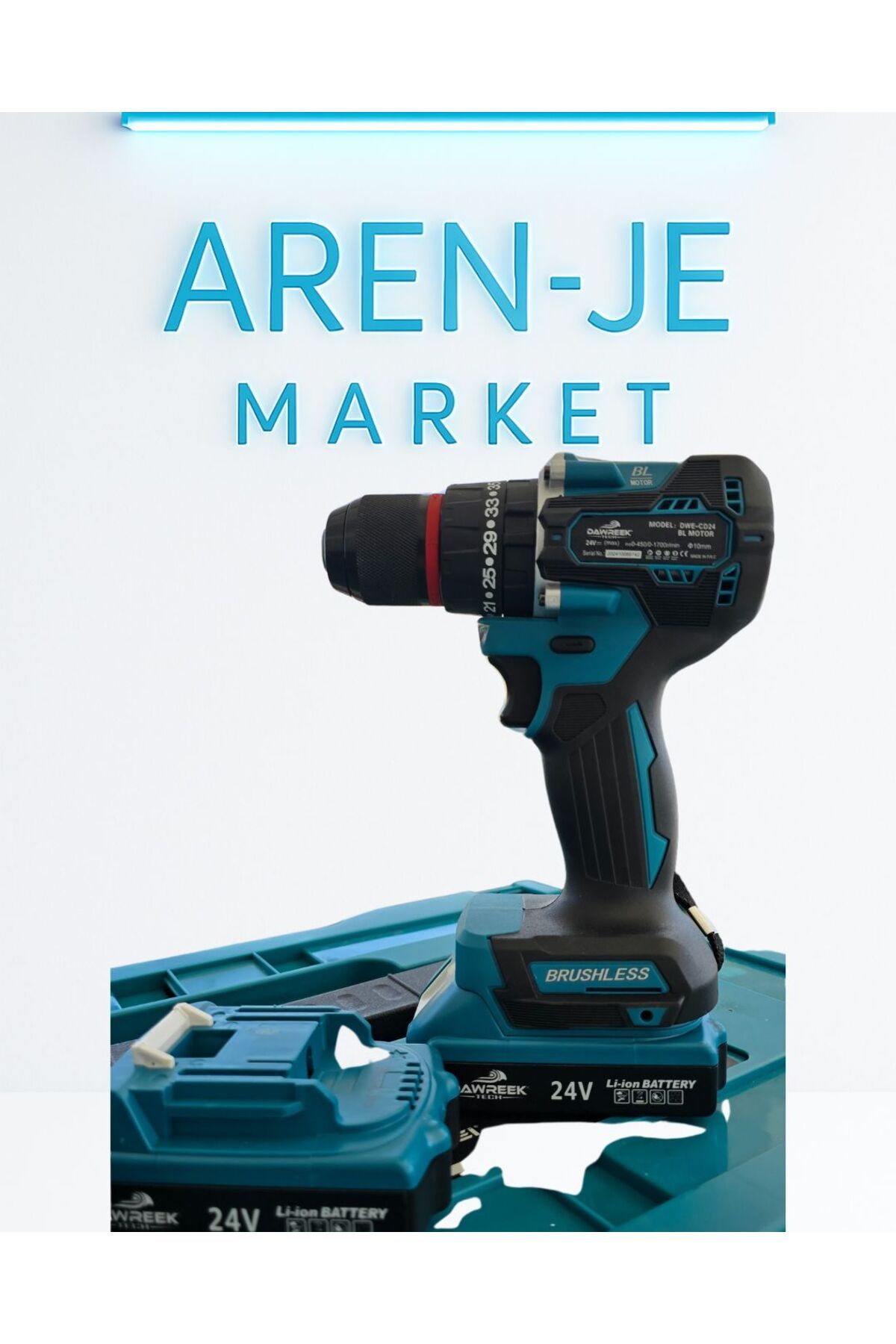 aren je Aren-Je CD24 Brushless 24V Şarjlı Matkap Seti – Gelişmiş Uç Takımı + 2 Batarya + Taşıma Çantası