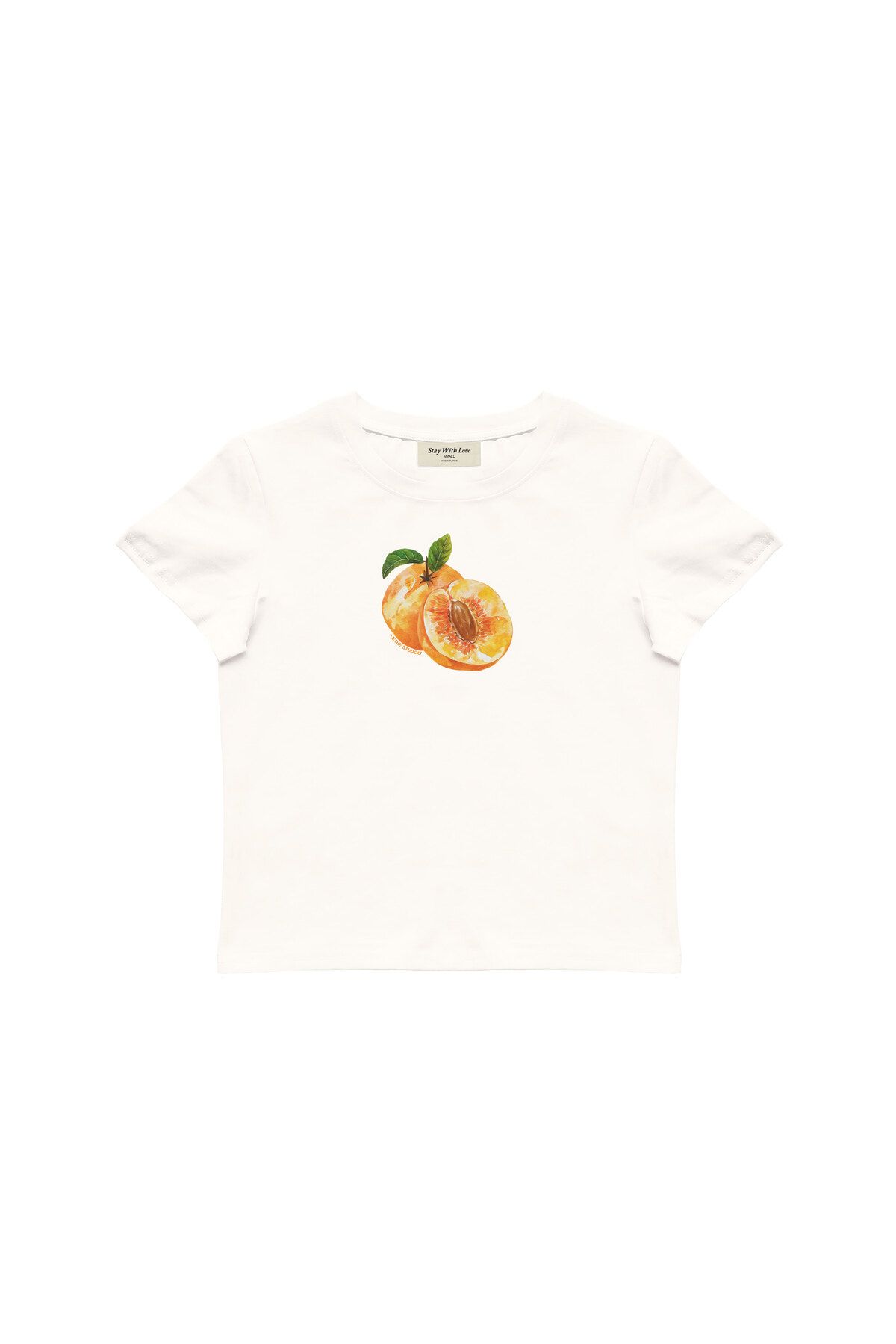 lethestudios Peach Baskılı, Meyve Desenli Baby Tee Crop Top