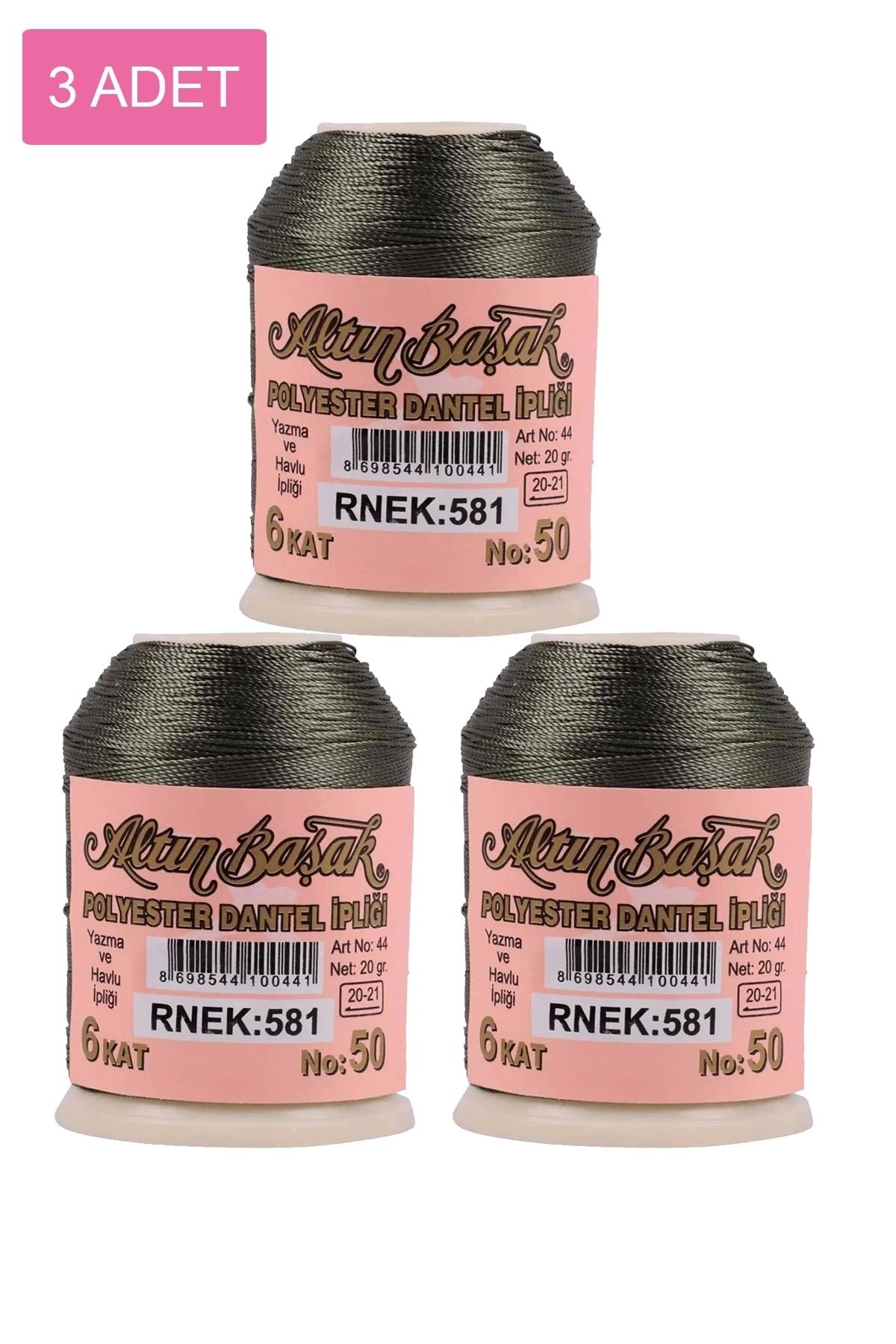 PRATİKOBA 3 Adet Altınbaşak Oya ve Dantel İpi 20 gr - Royaleks - No: 581