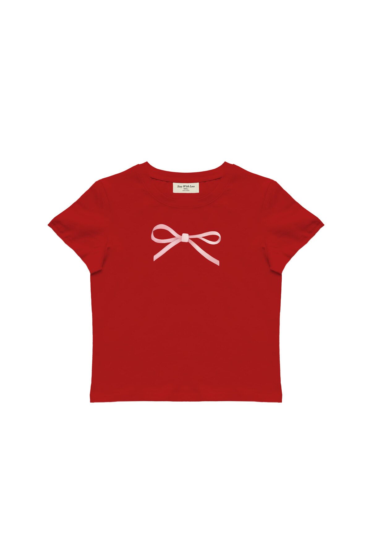 lethestudios Ribbon Baskılı, Kurdele Desenli Baby Tee Crop Top